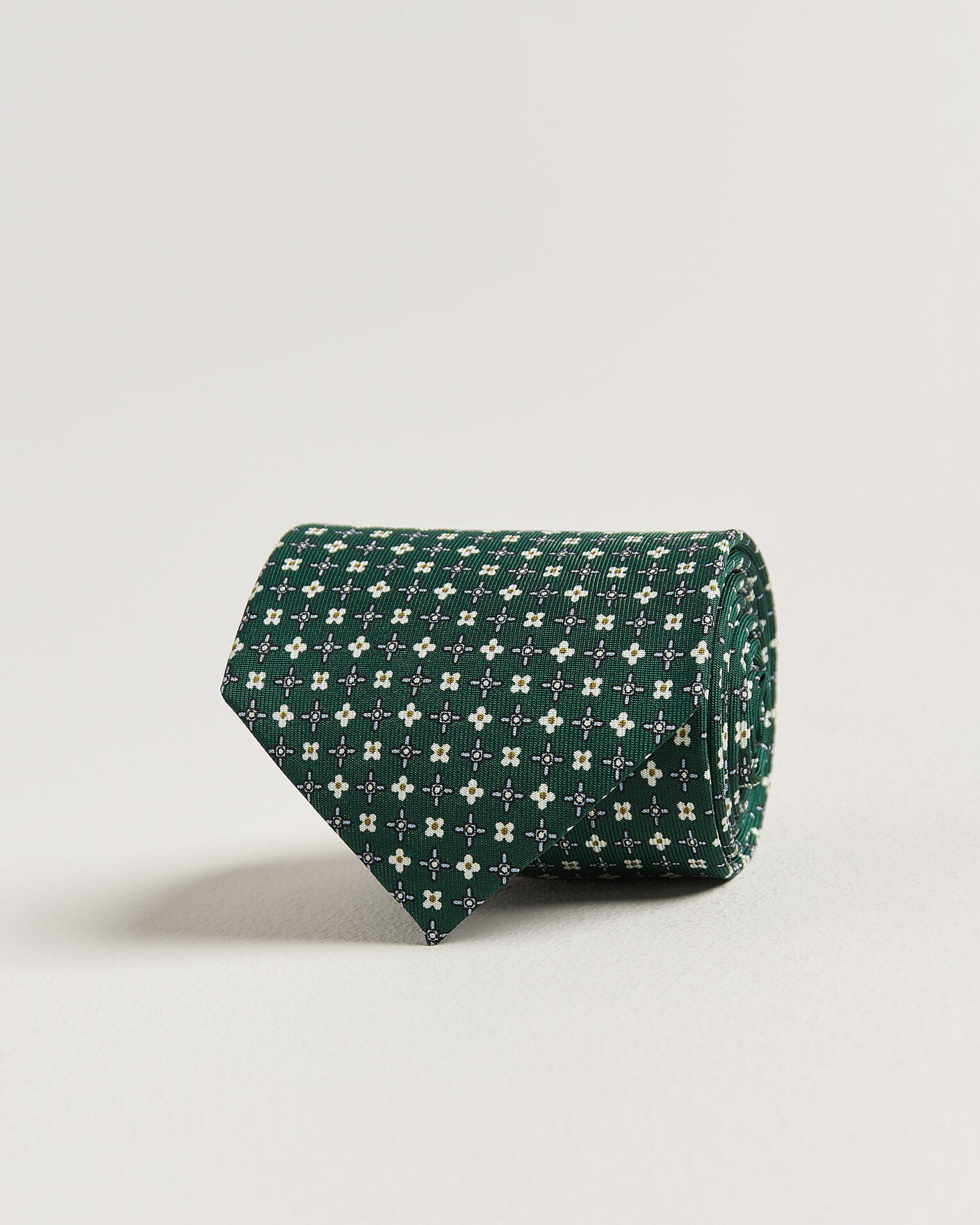 Herren | Neu im Onlineshop | E. Marinella | 3-Fold Printed Silk Tie Dark Green