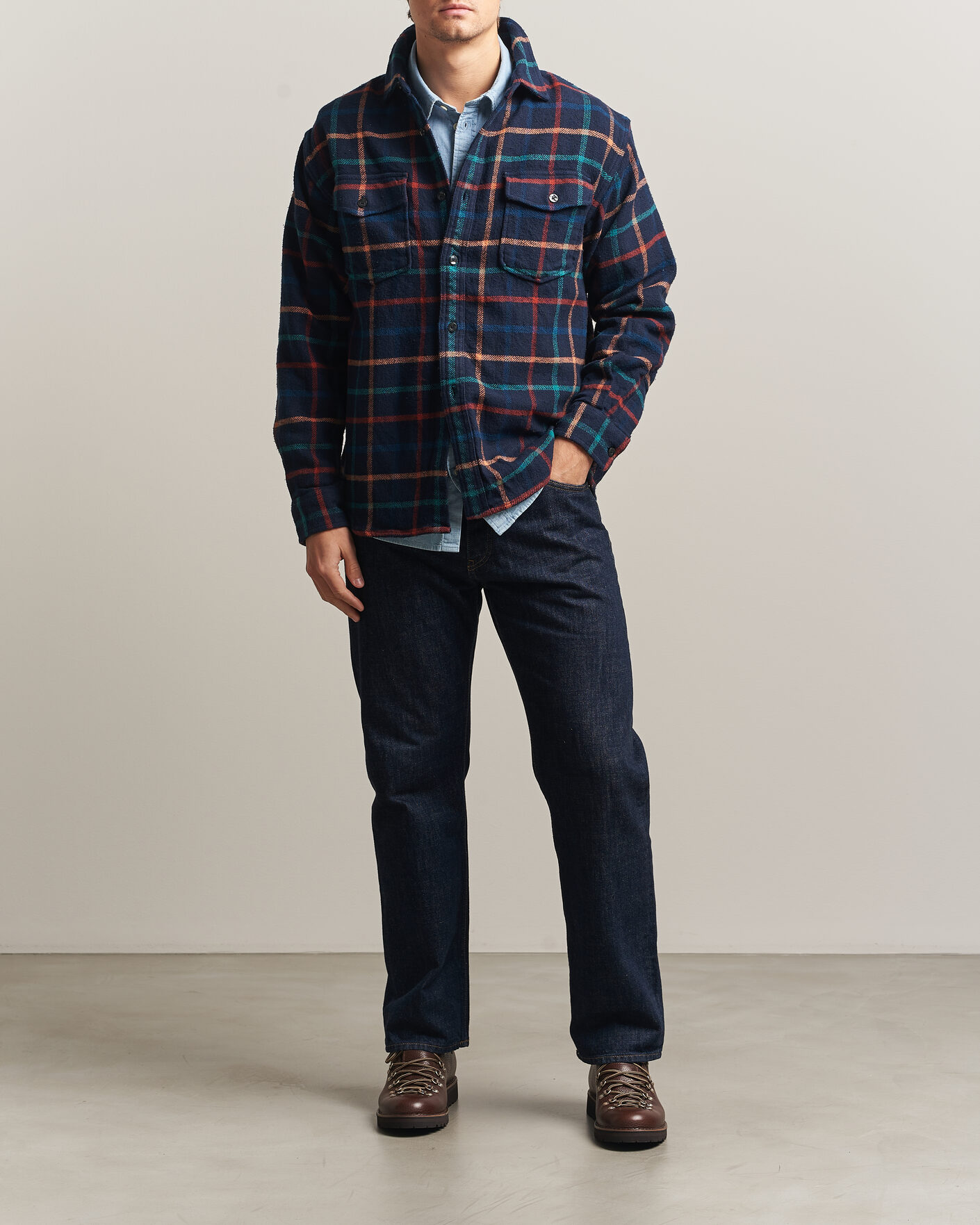 Herren | Hemden | Pendleton | Big Pocket Shirt Dark Blue Check
