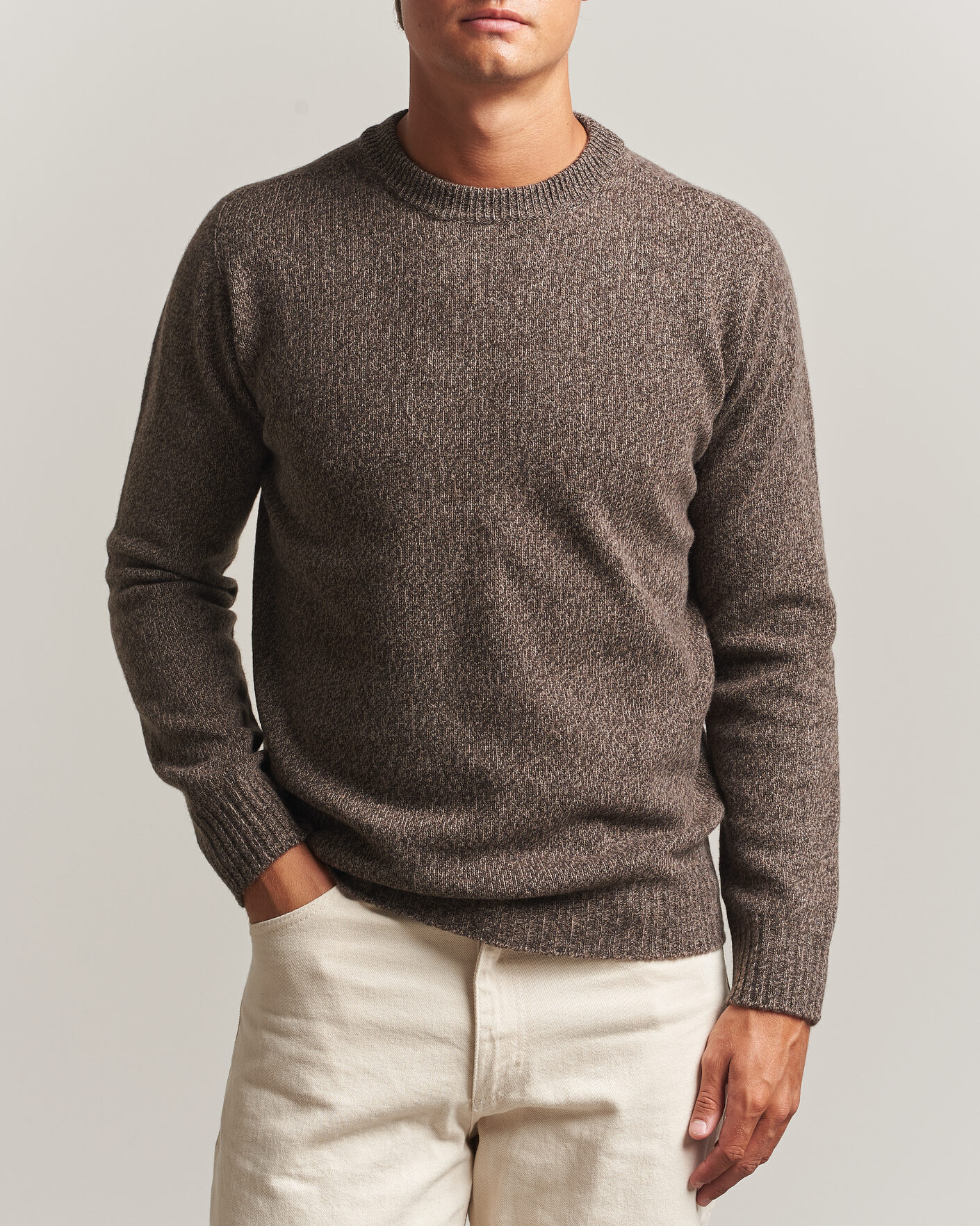 Herren | Pullover | Altea | Wool/Cashmere Crew Neck Pullover Brown Melange