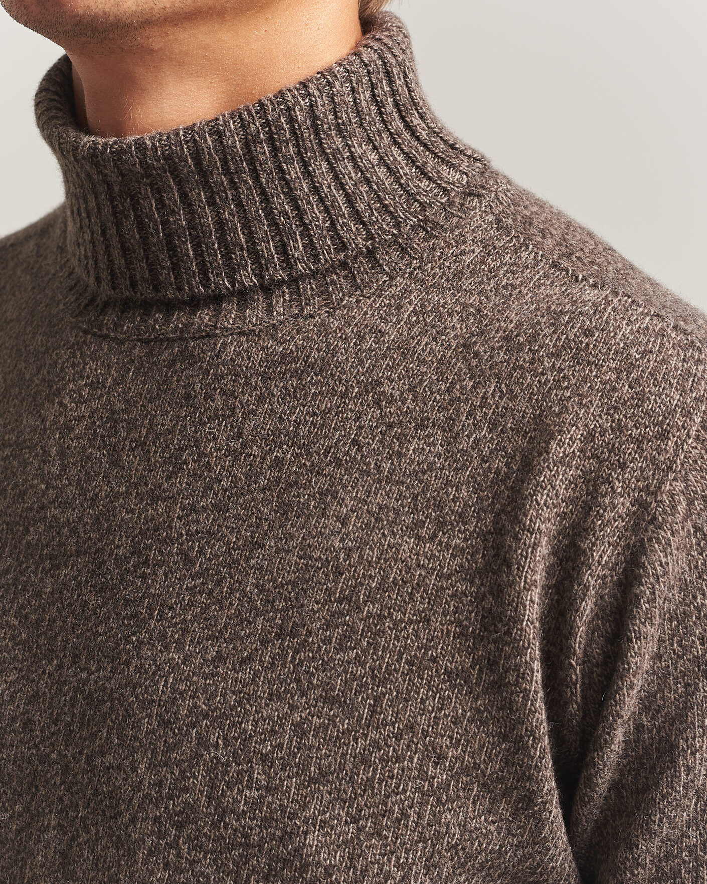 Herren | Pullover | Altea | Wool/Cashmere Rollneck Brown Melange