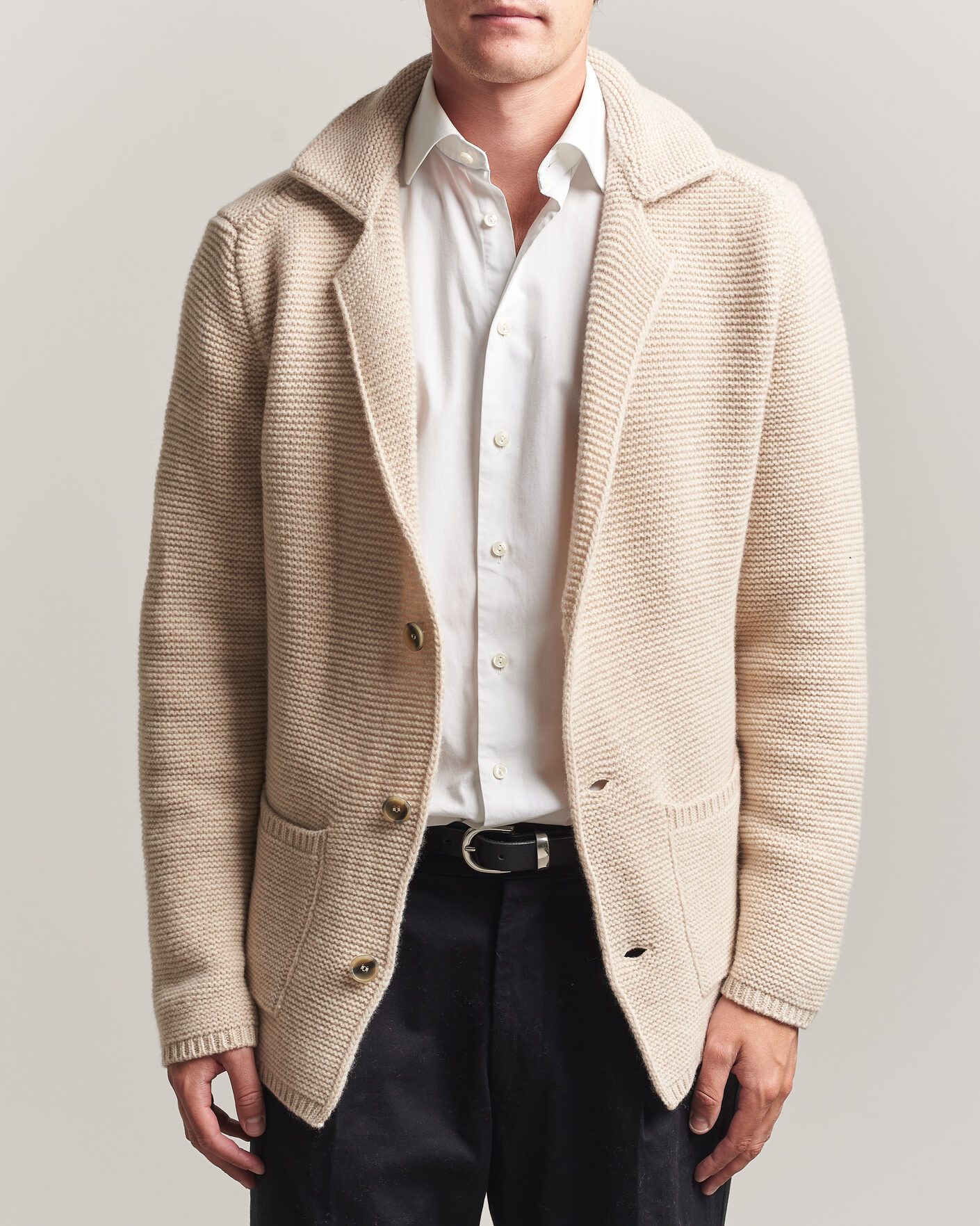 Herren | Pullover | Altea | Wool Cardigan Jacket Beige