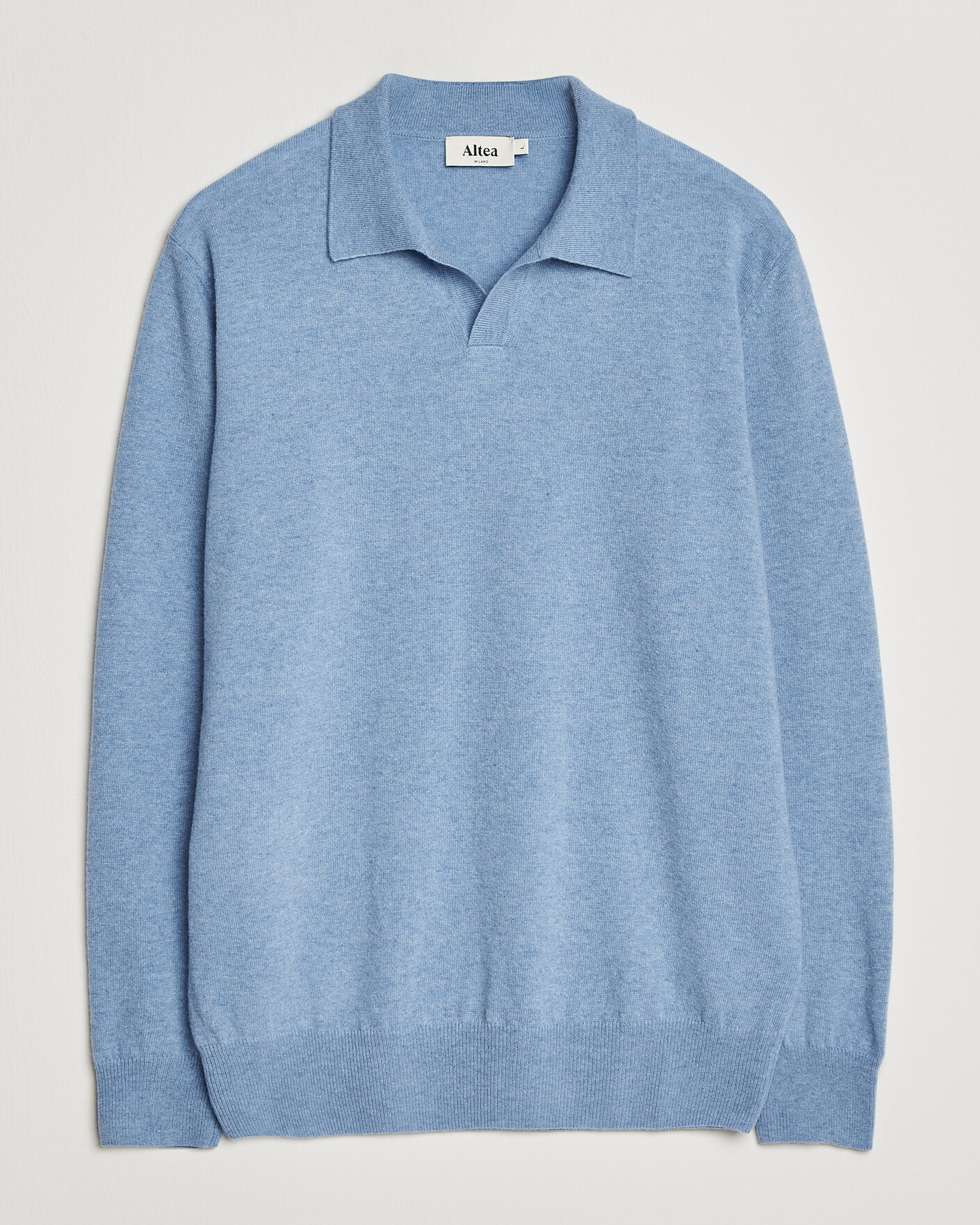 Herren | Pullover | Altea | Long Sleeve Knitted Polo Sky Blue