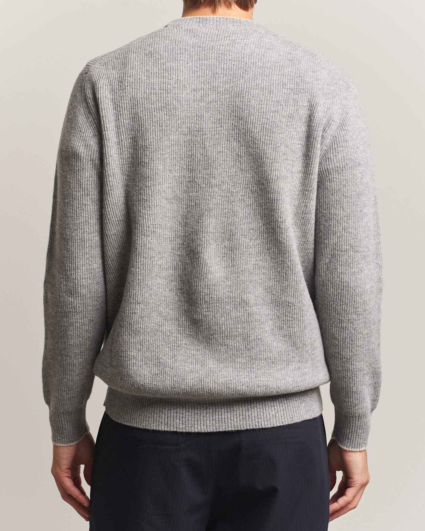 Herren | Pullover | Altea | Rib Wool Raglan Sweater Light Grey
