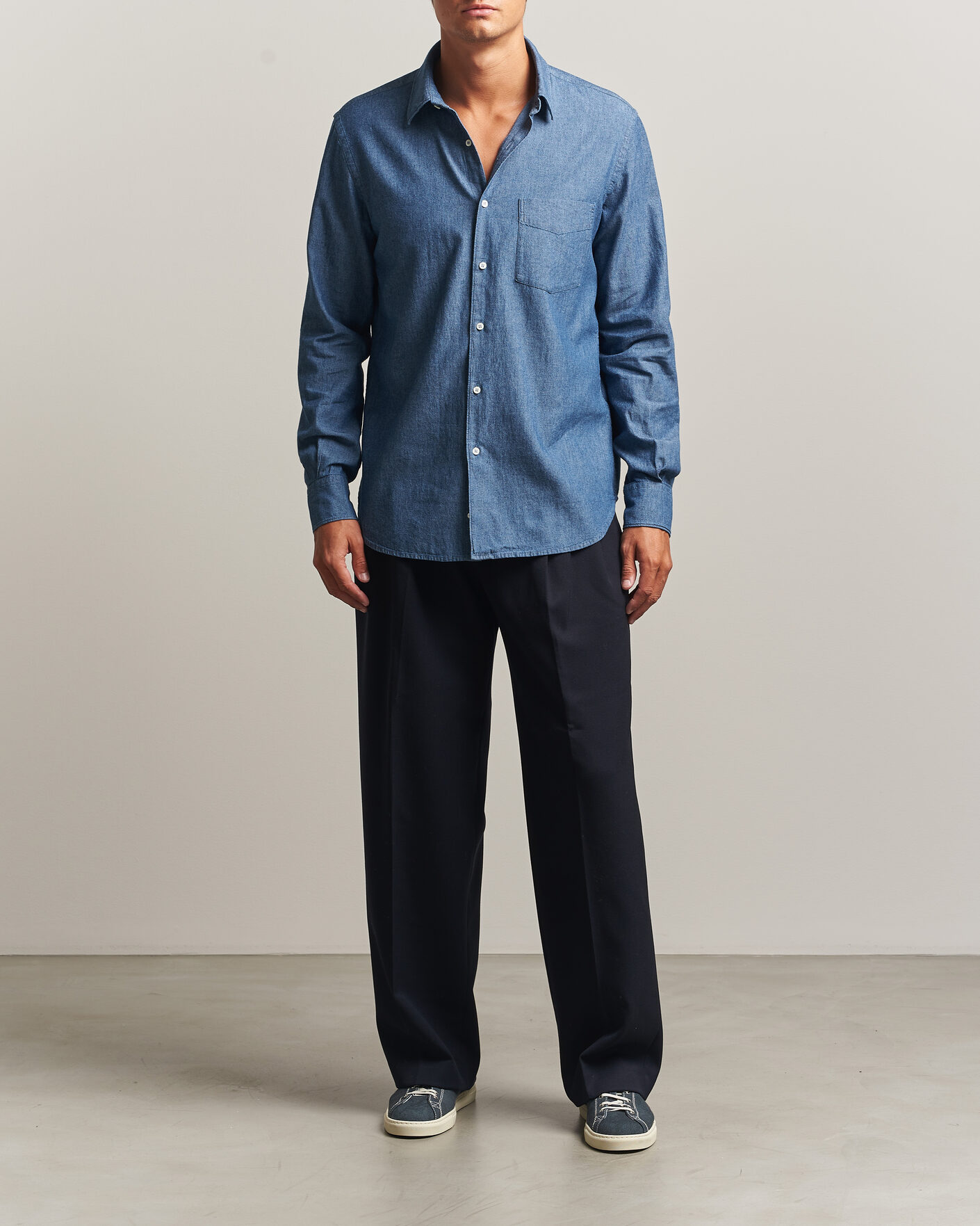 Herren | Hemden | Aspesi | Chambray Shirt Blue Denim