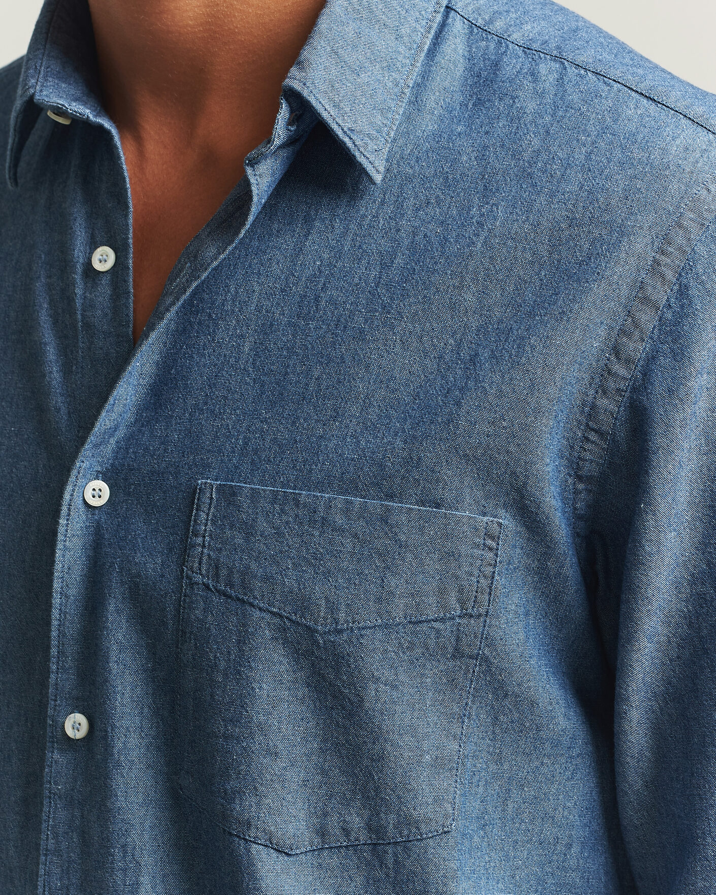 Herren | Hemden | Aspesi | Chambray Shirt Blue Denim