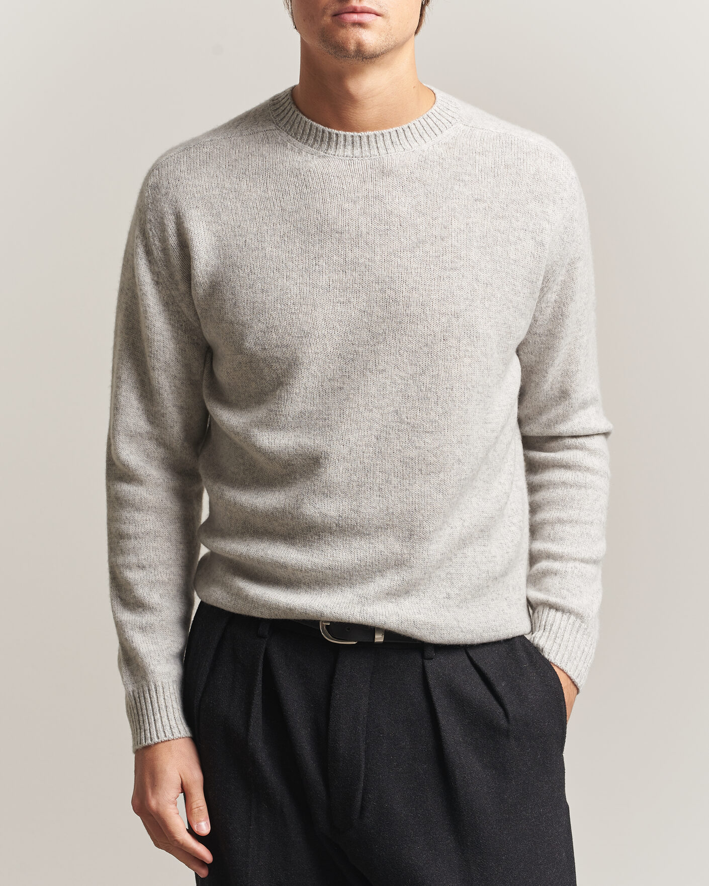 Herren | Pullover | Boglioli | Cloud Cashmere Crew Neck Light Grey