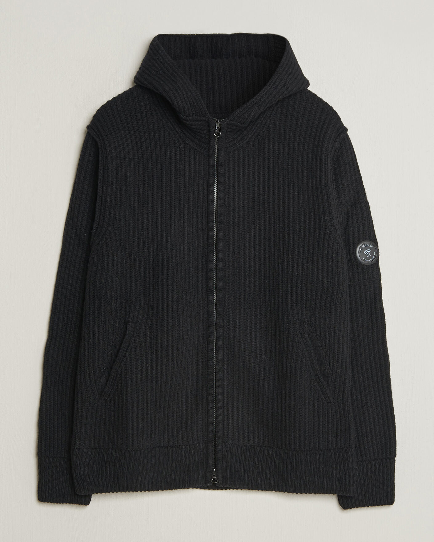 Herren | Pullover | C.P. Company | Heavy Lambswool Hood Zip Black