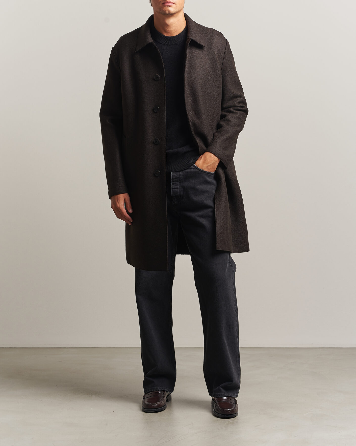 Herren | Jacken | Harris Wharf London | Pressed Wool Mac Coat Dark Brown