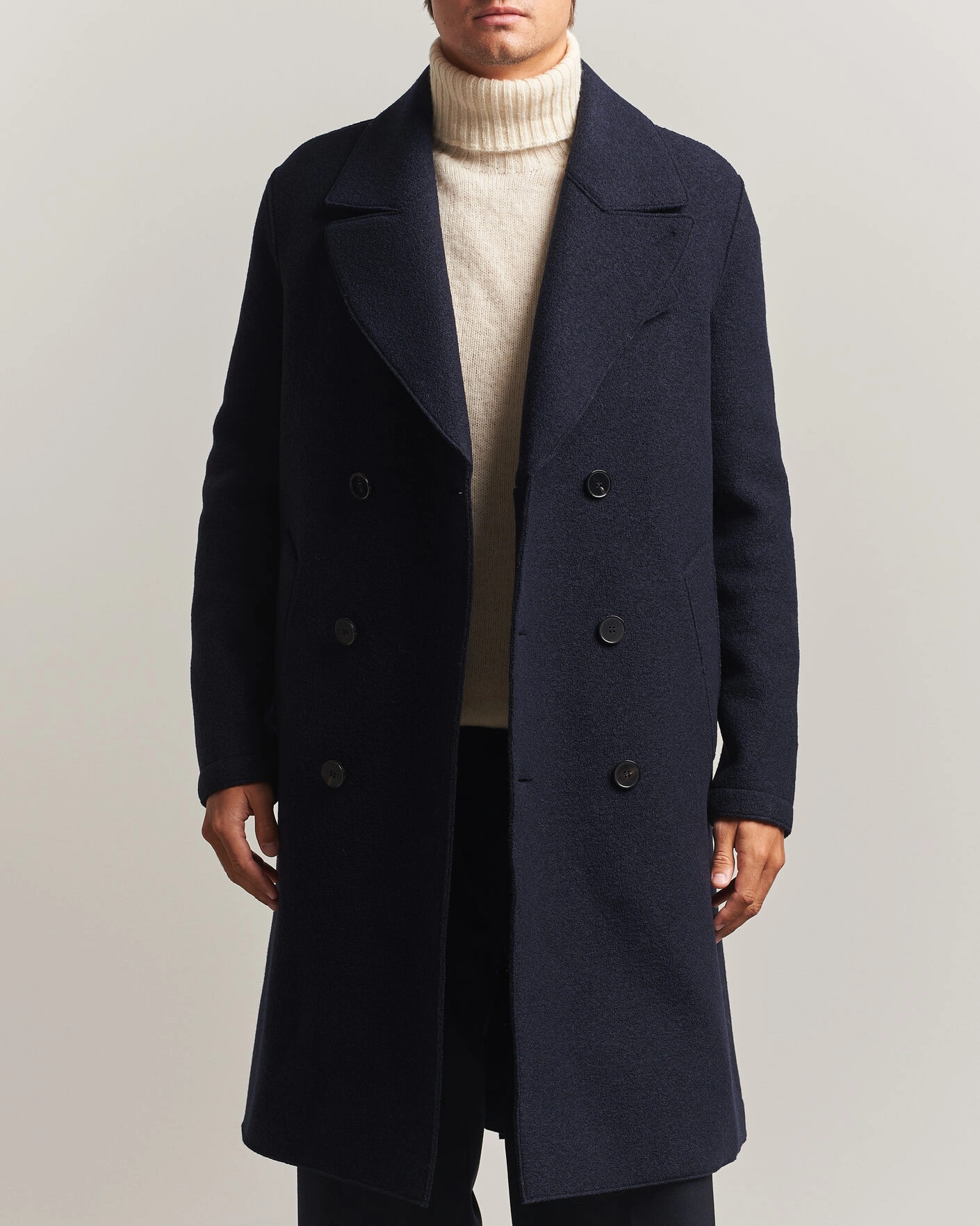 Herren | Jacken | Harris Wharf London | Pressed Wool Long Peacoat Navy Blue