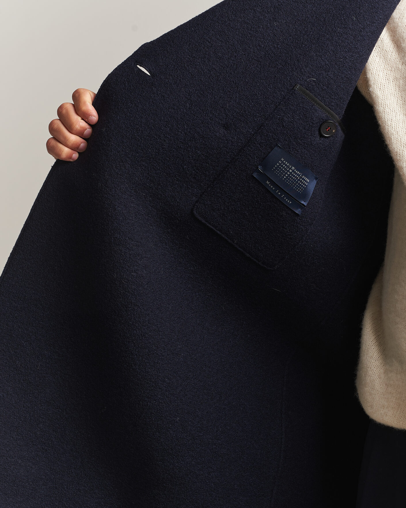 Herren | Jacken | Harris Wharf London | Pressed Wool Long Peacoat Navy Blue