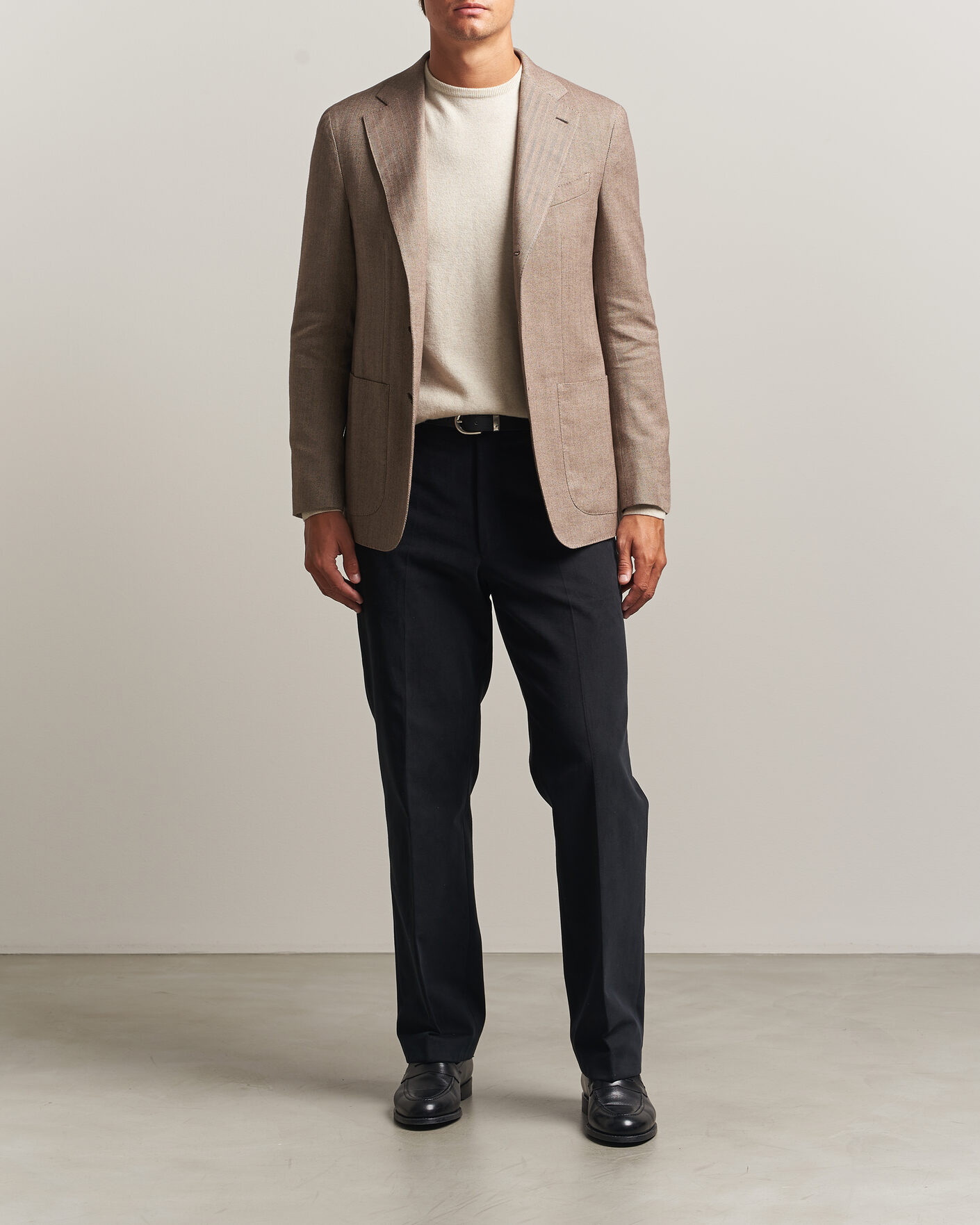 Herren | Sakkos | Caruso | Aida Herringbone Cotton Flannel Blazer Beige