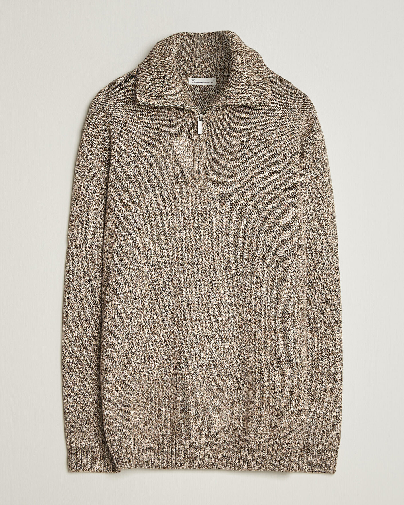 Herren | Pullover | KnowledgeCotton Apparel | Heavy Knitted Half Zip Brown