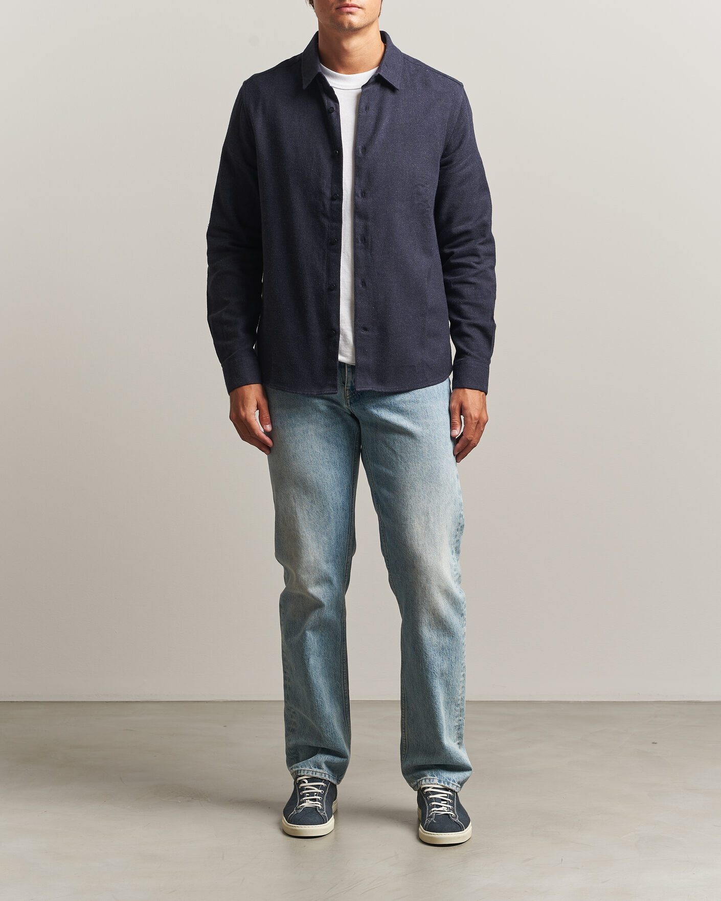 Herren | Hemden | KnowledgeCotton Apparel | Regular Fit Melange Flannel Shirt Navy