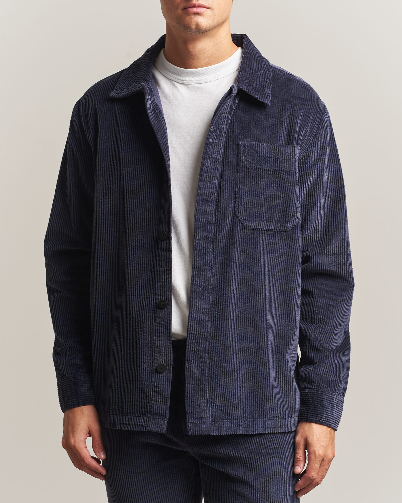 Herren | Hemden | KnowledgeCotton Apparel | Cotton Corduroy Overshirt Night Sky
