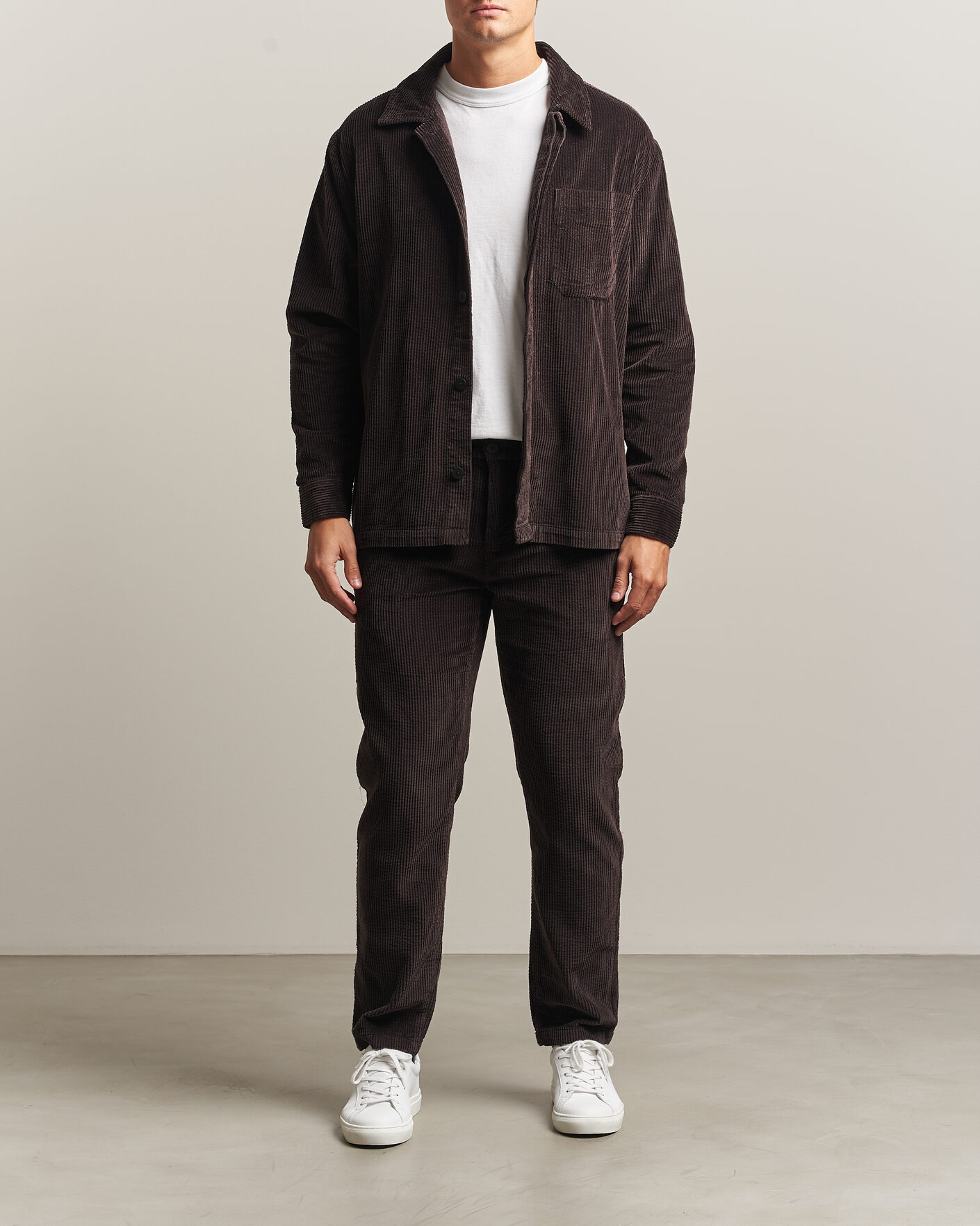 Herren | Hemden | KnowledgeCotton Apparel | Cotton Corduroy Overshirt Chocolate