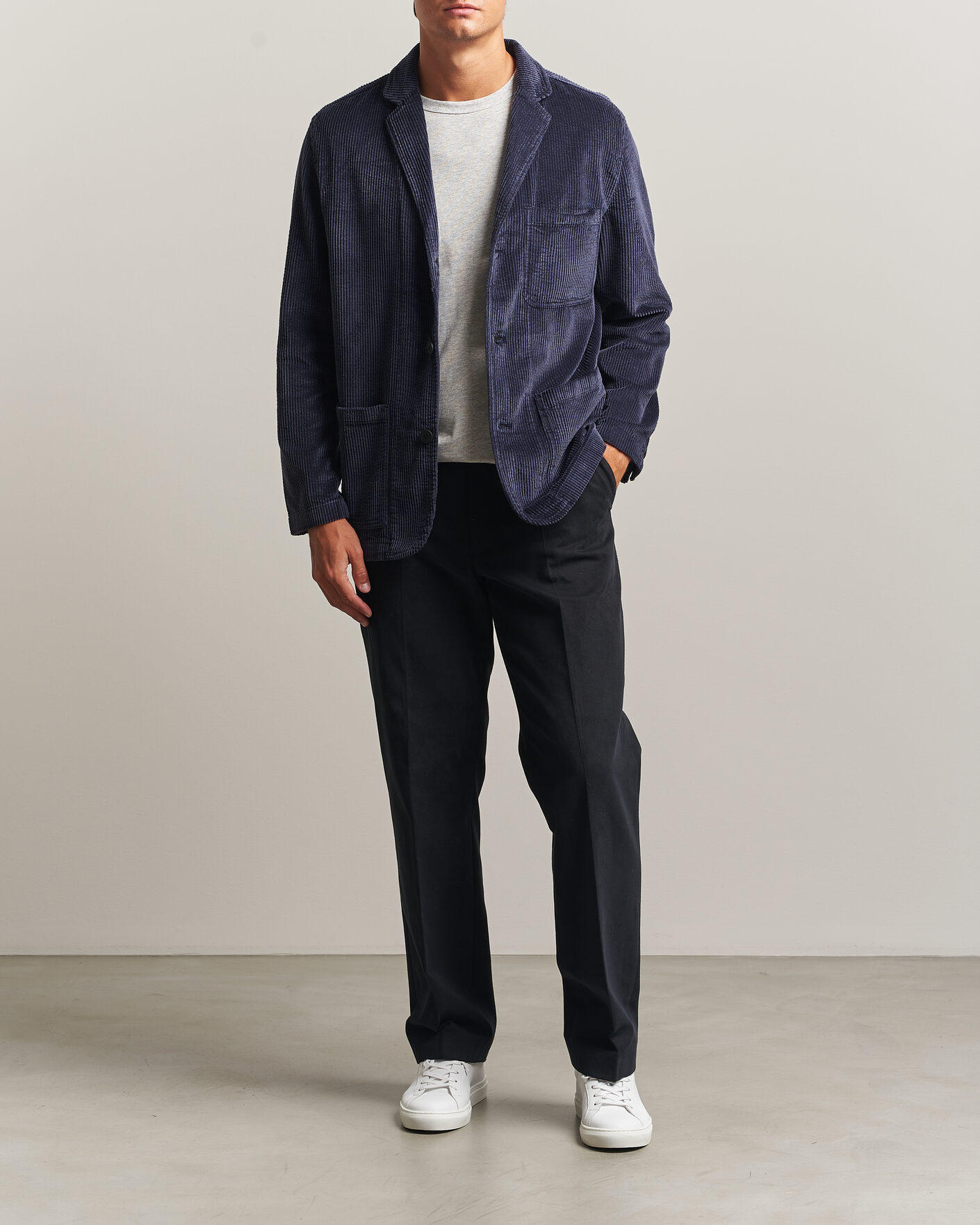 Herren | Sakkos | KnowledgeCotton Apparel | Cotton Corduroy Blazer Night Sky