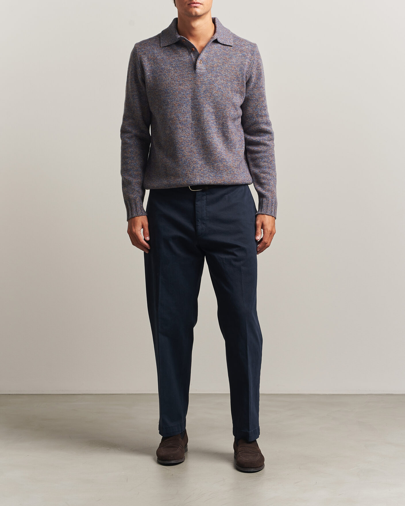 Herren | Pullover | Morgano | Wool/Cashmere Knitted Polo Blue