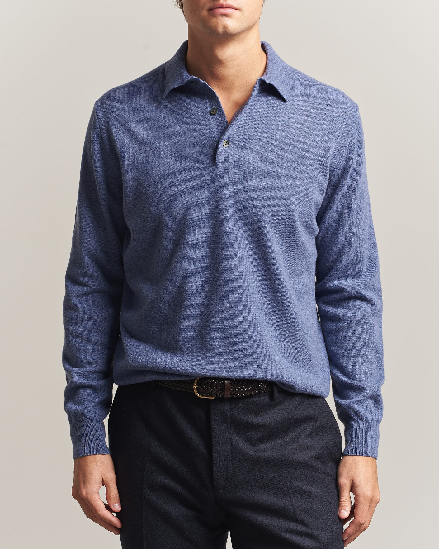 Herren | Pullover | Morgano | Wool/Cashmere Polo Mid Blue