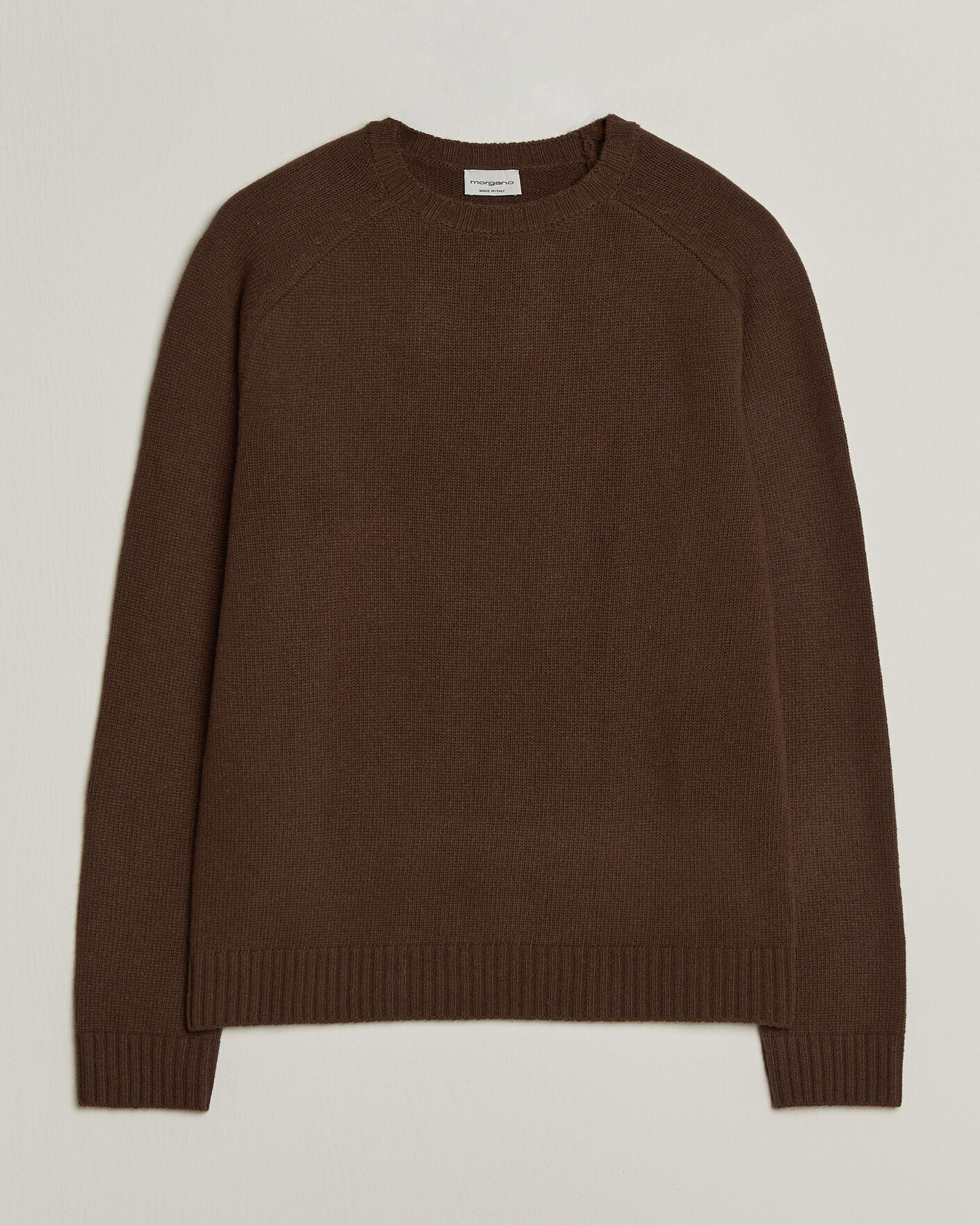 Herren | Pullover | Morgano | Heavy Knitted Wool/Cashmere Crewneck Dark Brown
