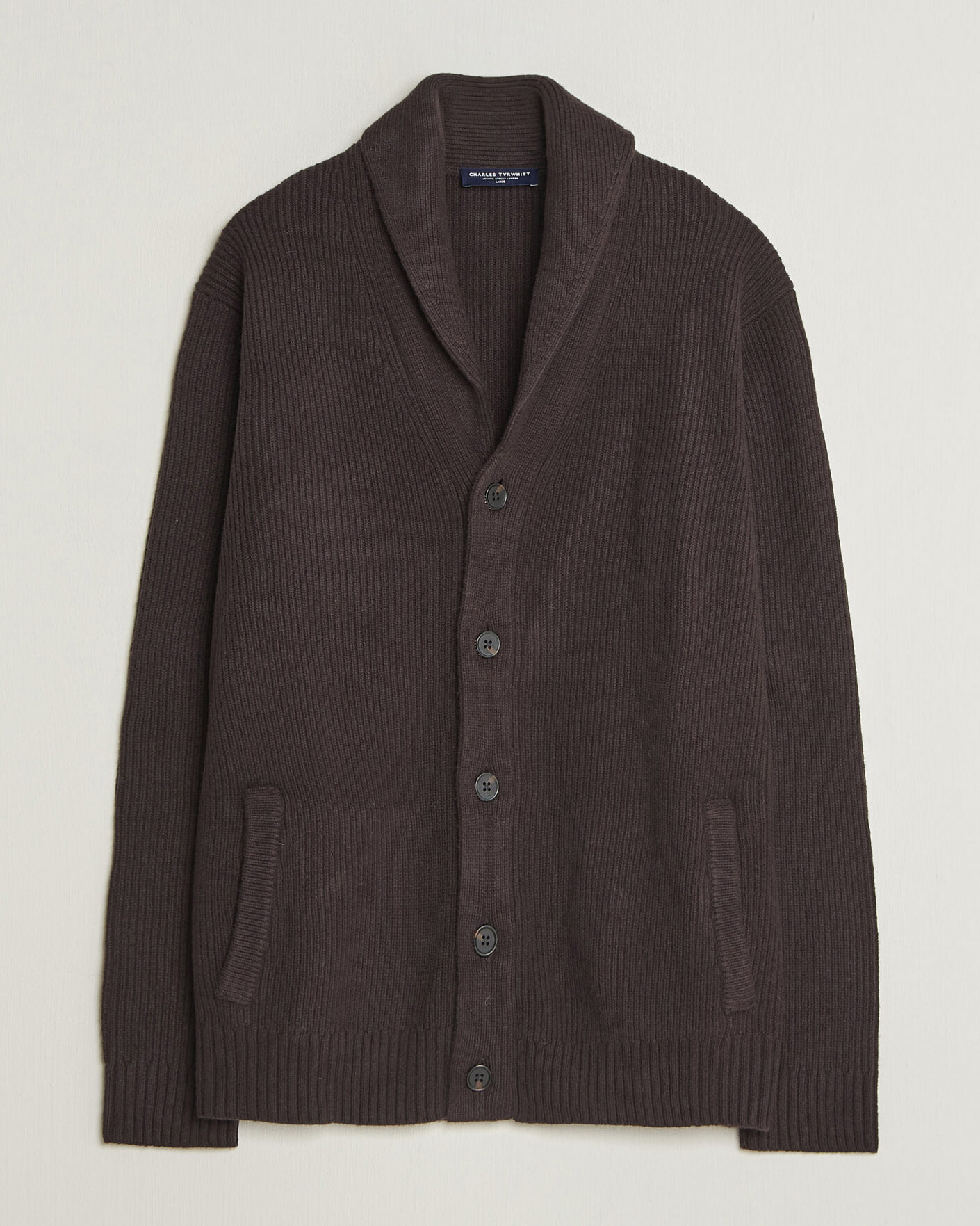 Herren | Pullover | Charles Tyrwhitt | Chunky Merino Shawl Neck Cardigan Chocolate
