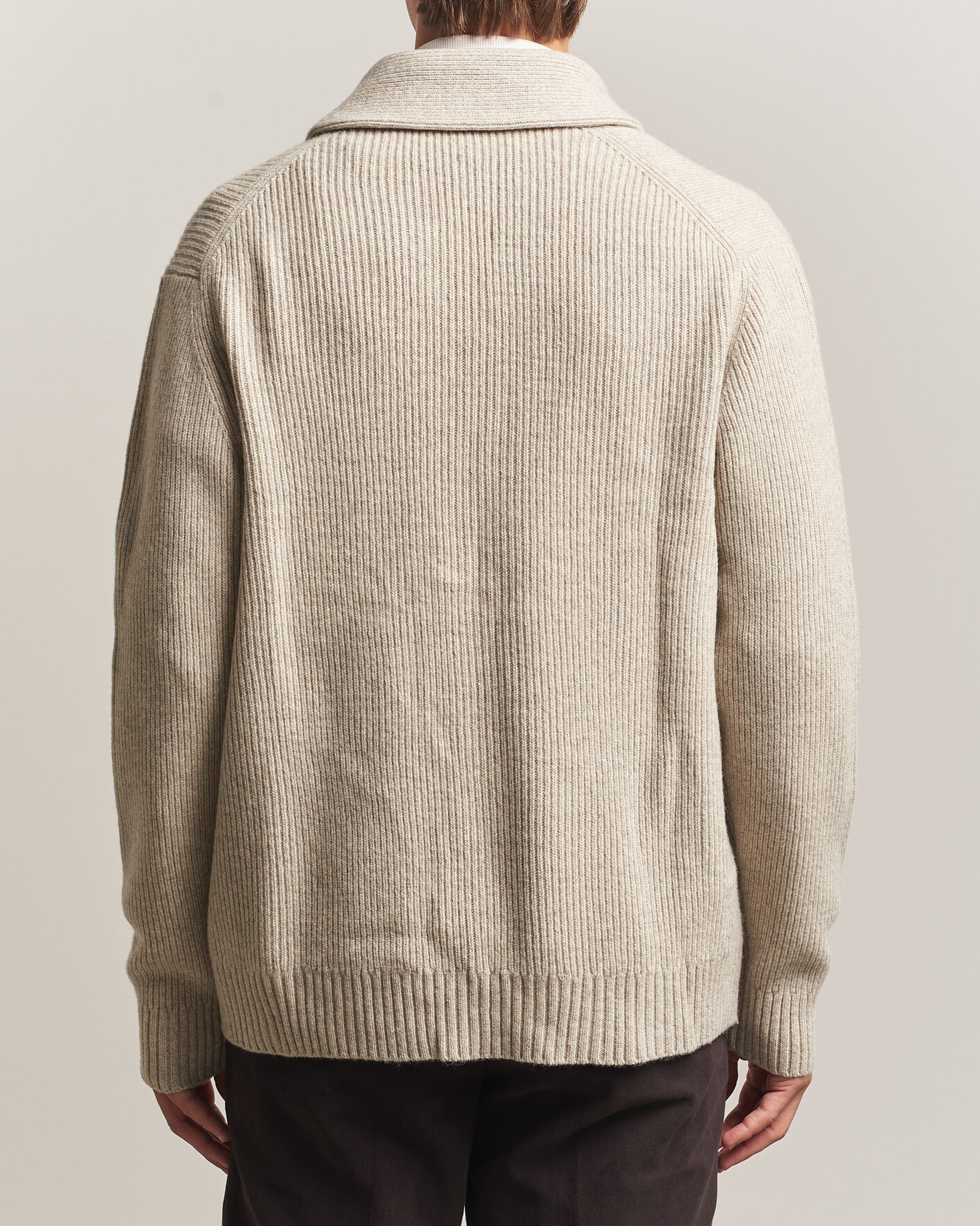 Herren | Pullover | Charles Tyrwhitt | Chunky Merino Shawl Neck Cardigan Oat