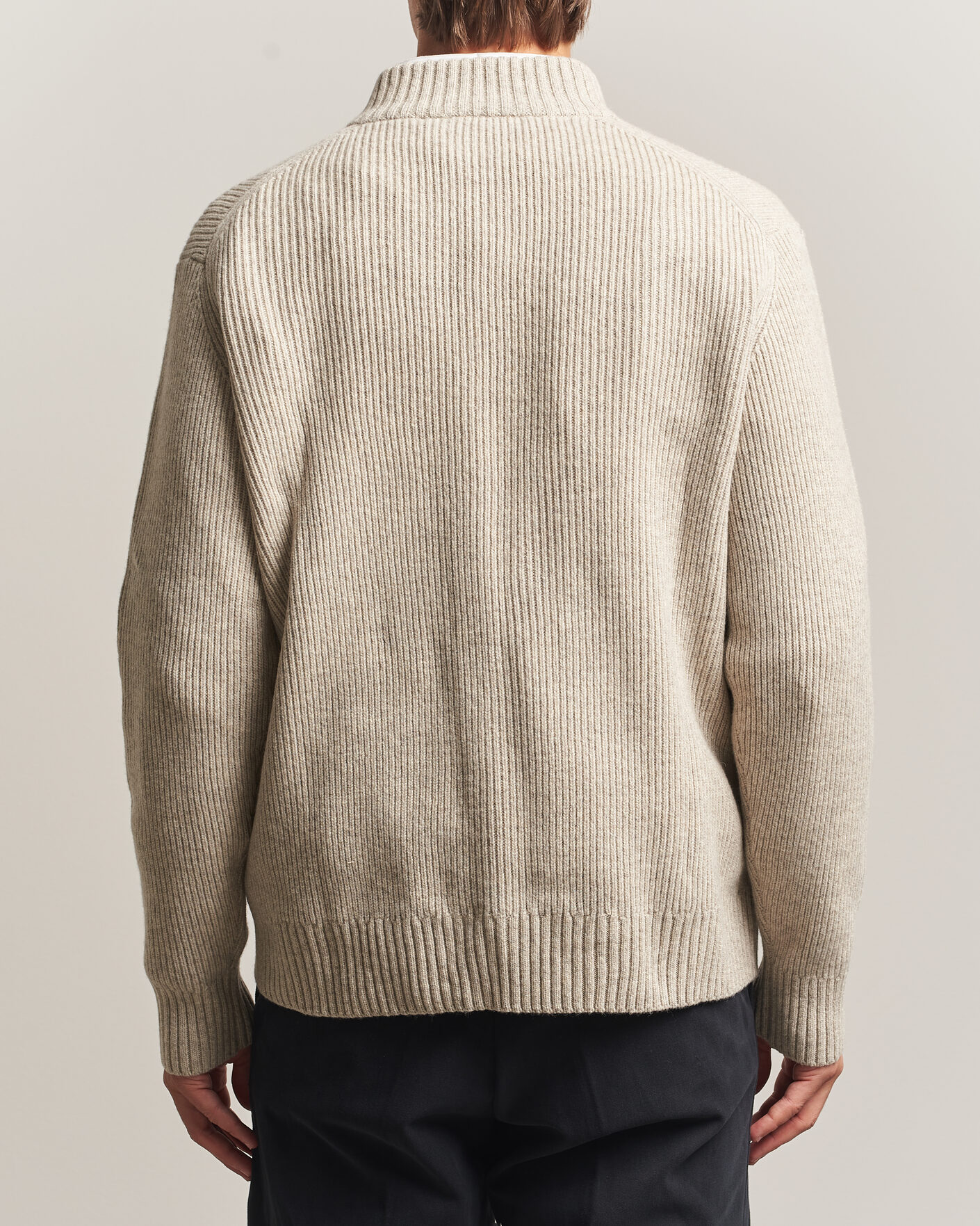 Herren | Pullover | Charles Tyrwhitt | Chunky Merino Zip Neck Oat