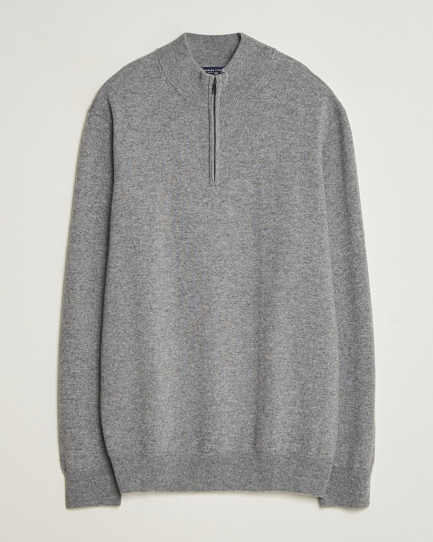 Herren | Pullover | Charles Tyrwhitt | Pure Cashmere Zip Neck Jumper Grey