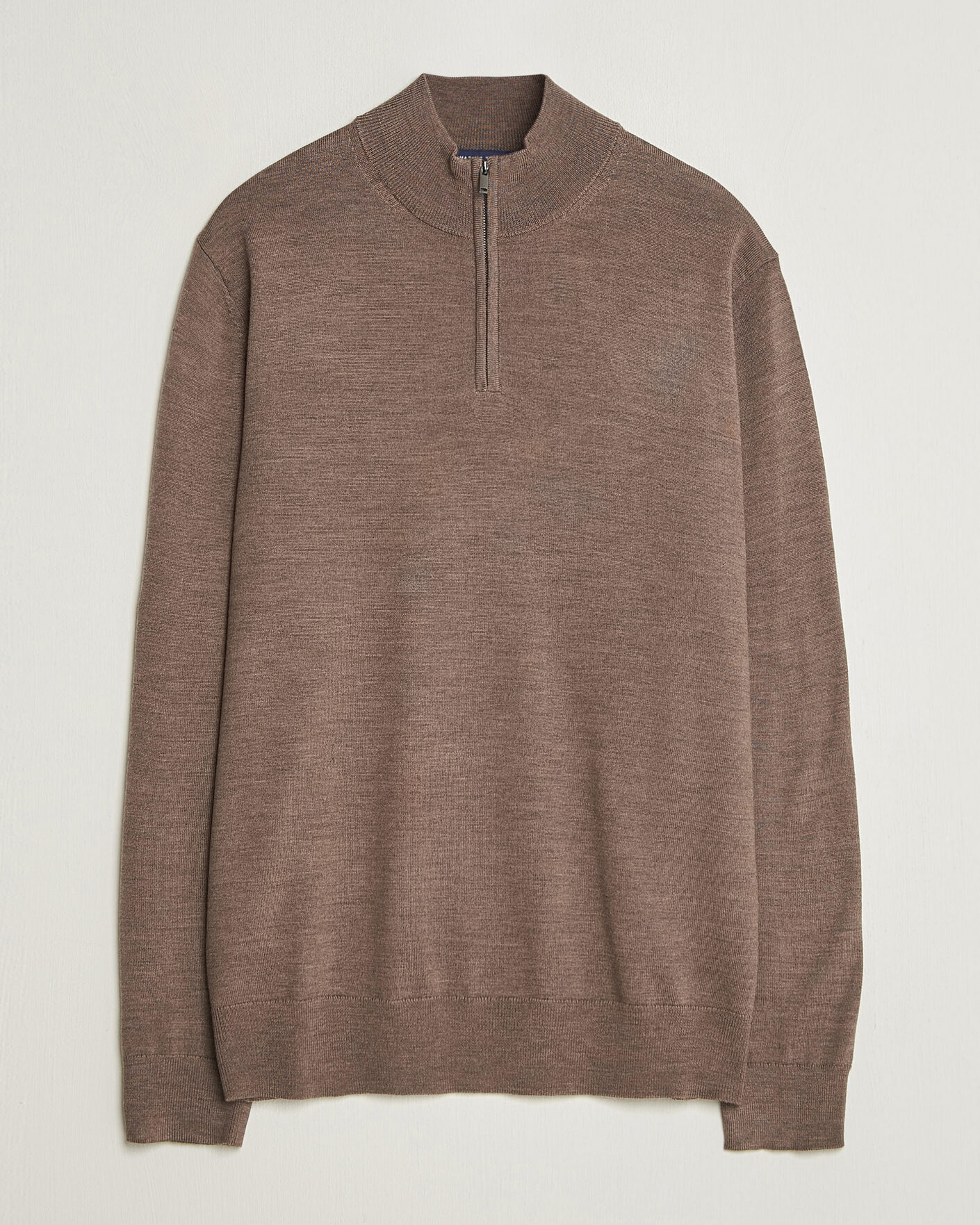 Herren | Pullover | Charles Tyrwhitt | Pure Merino Zip Neck Jumper Mocha