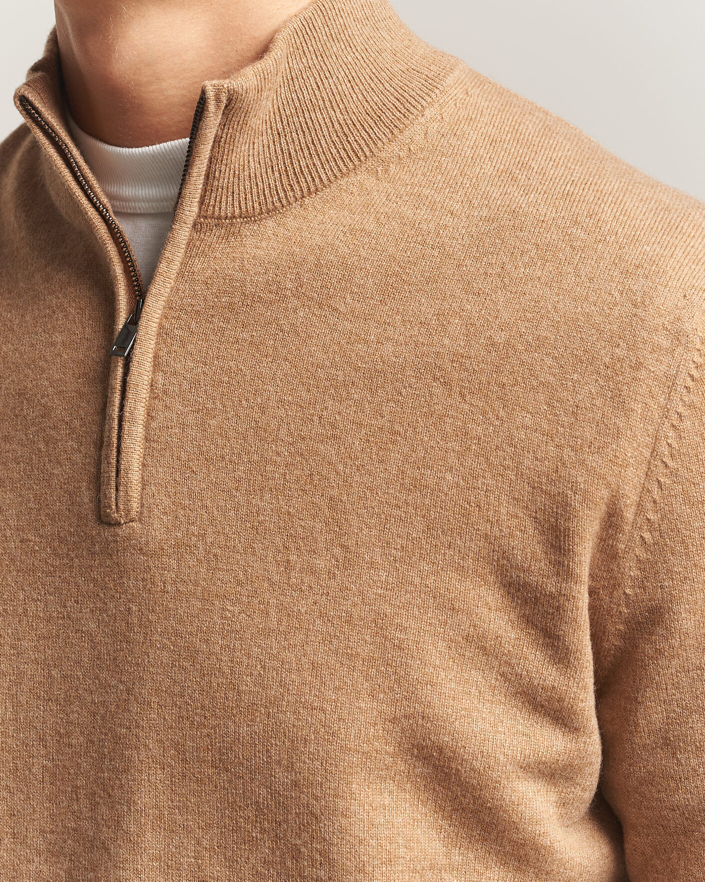 Herren | Pullover | Charles Tyrwhitt | Pure Cashmere Zip Neck Jumper Tan