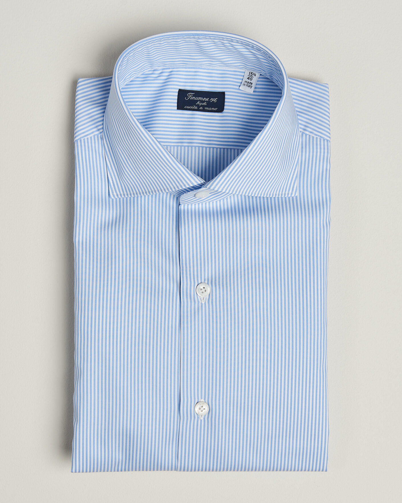 Herren | Hemden | Finamore Napoli | Milano Slim Traveller Cotton Shirt Blue Stripe