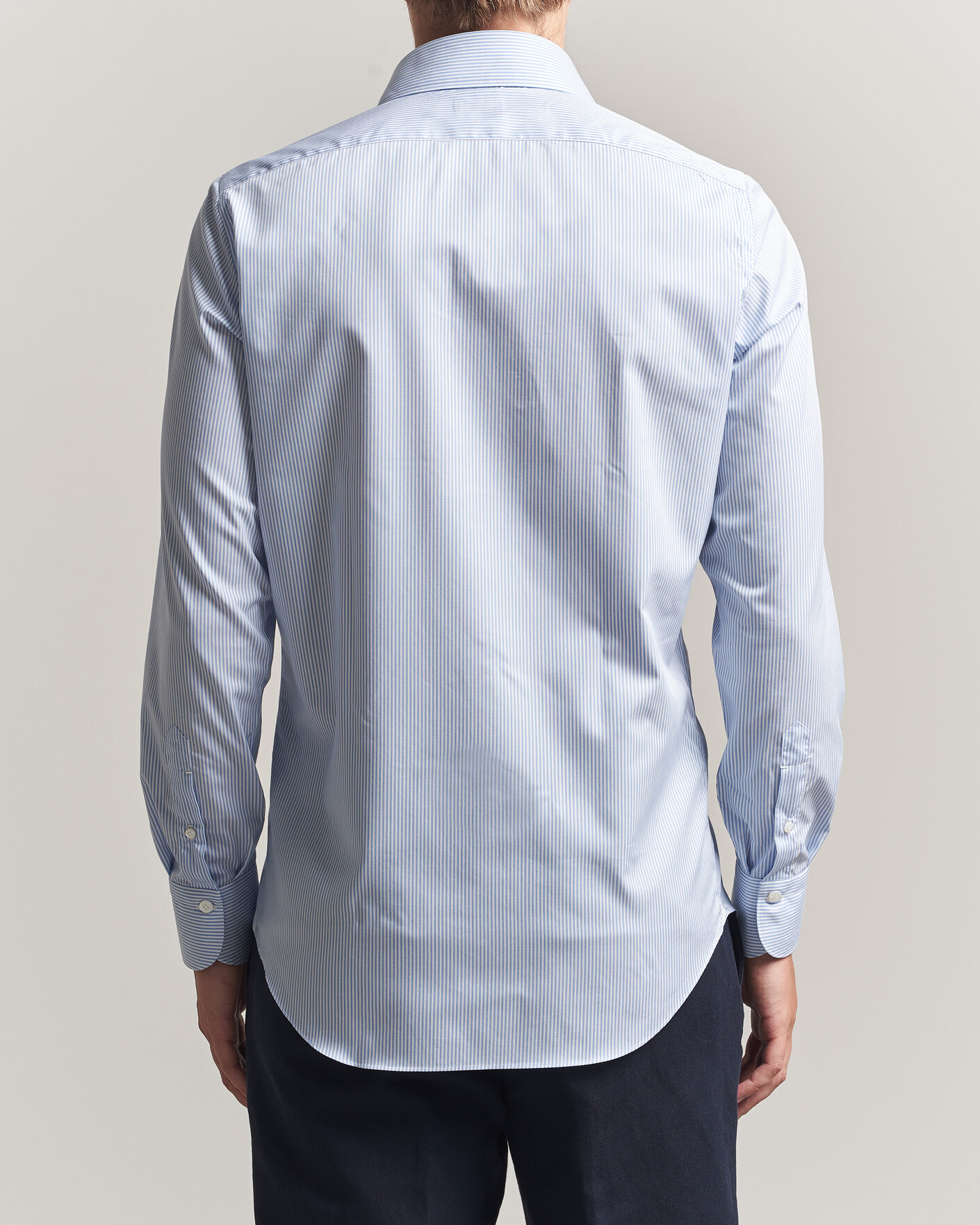 Herren | Hemden | Finamore Napoli | Milano Slim Traveller Cotton Shirt Blue Stripe