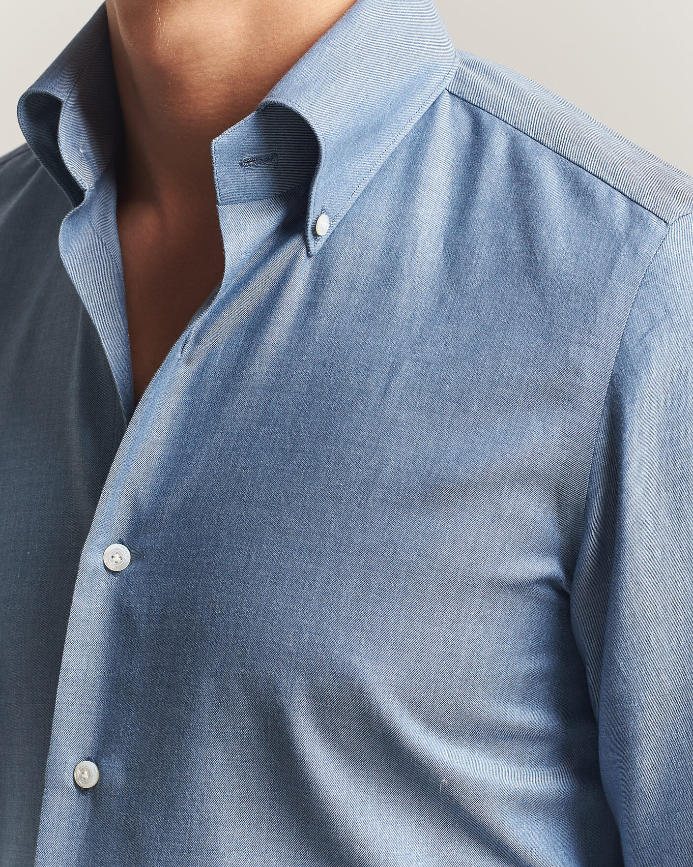 Herren | Hemden | Finamore Napoli | Milano Slim Cashmere BD Shirt Light Blue