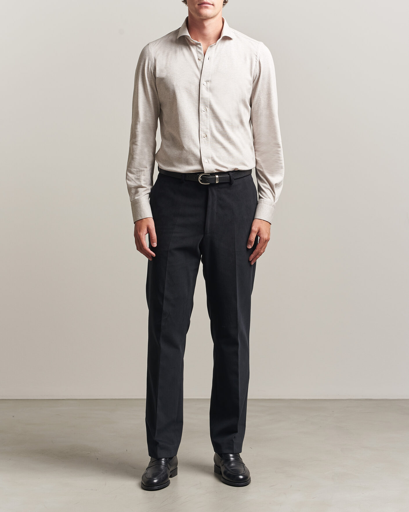 Herren | Hemden | Finamore Napoli | Cotton/Cashmere Jersey Shirt Beige