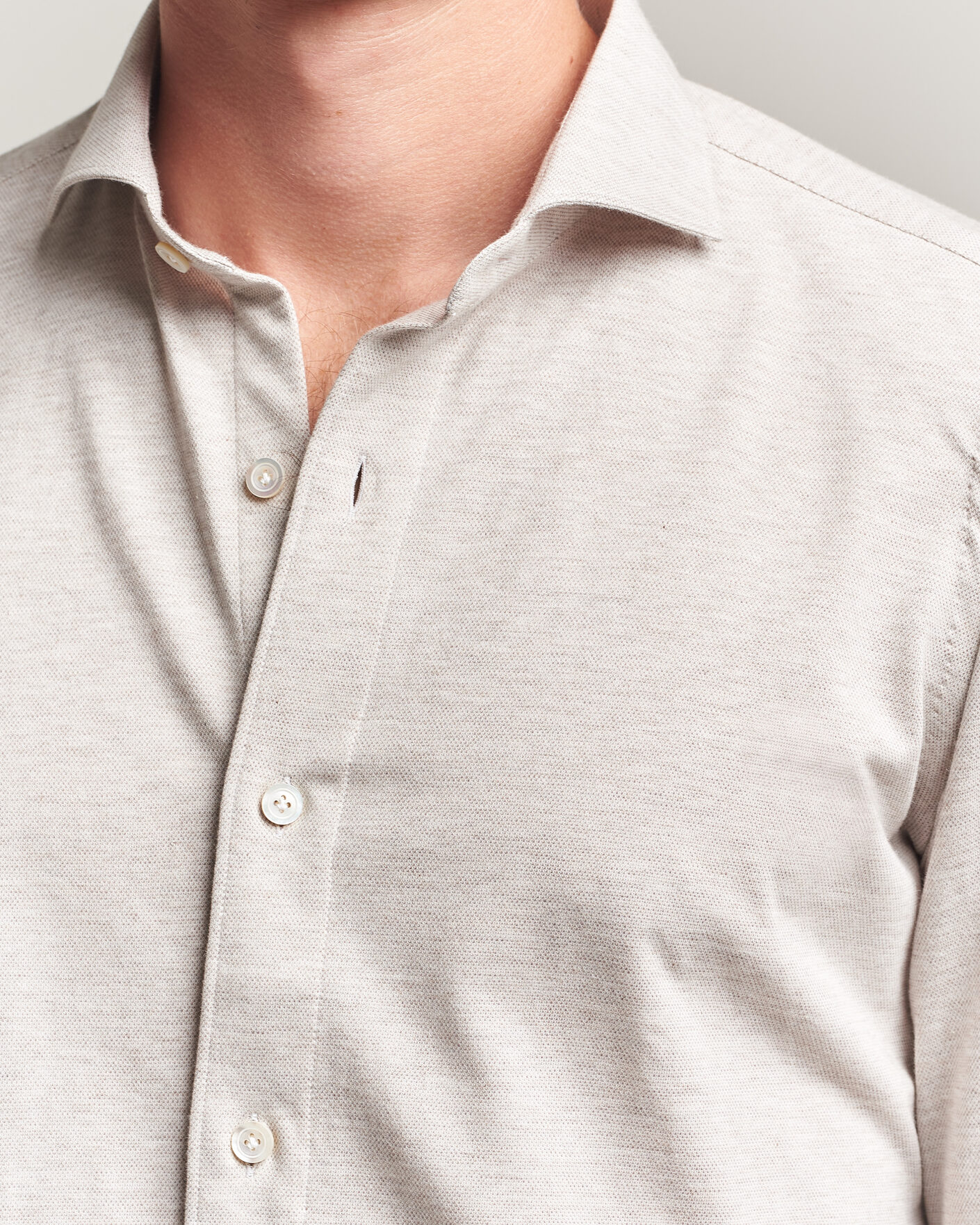 Herren | Hemden | Finamore Napoli | Cotton/Cashmere Jersey Shirt Beige
