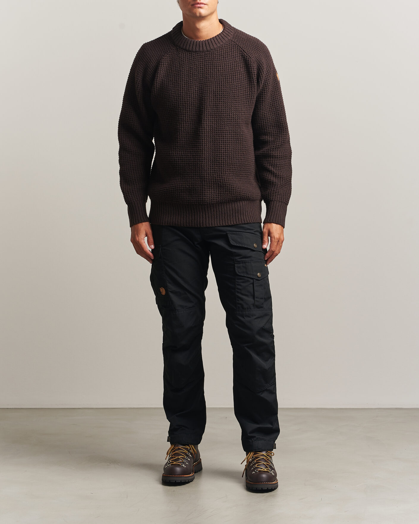 Herren | Pullover | Fjällräven | Övik Wool Waffle Knit Black Oak