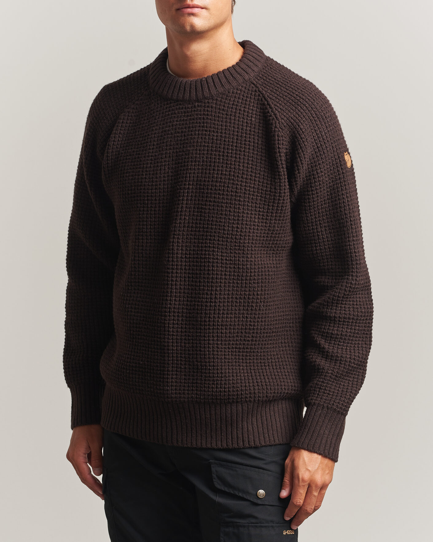 Herren | Pullover | Fjällräven | Övik Wool Waffle Knit Black Oak