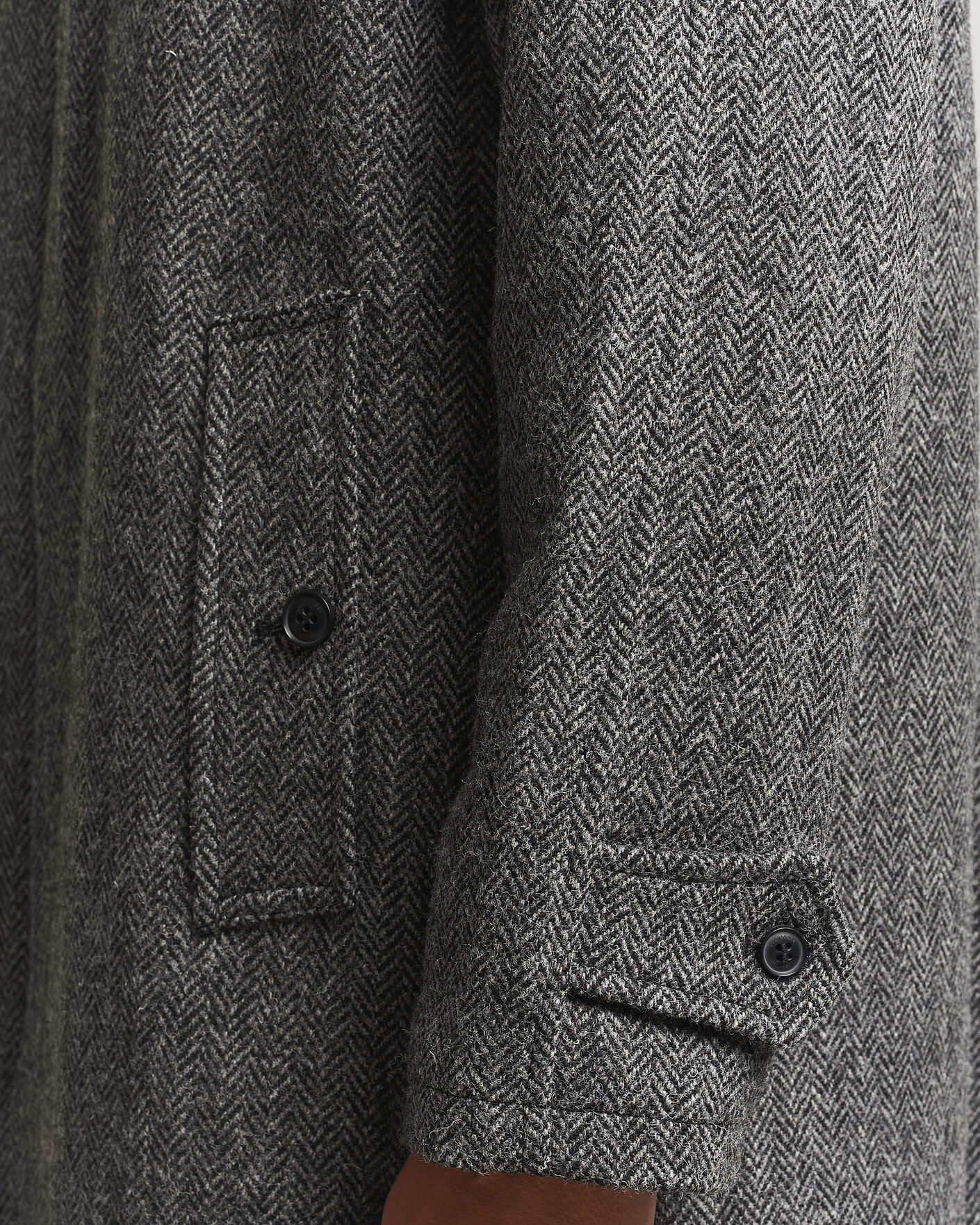 Herren | Jacken | Gloverall | Hynes Harris Tweed Coat Charcoal Herringbone