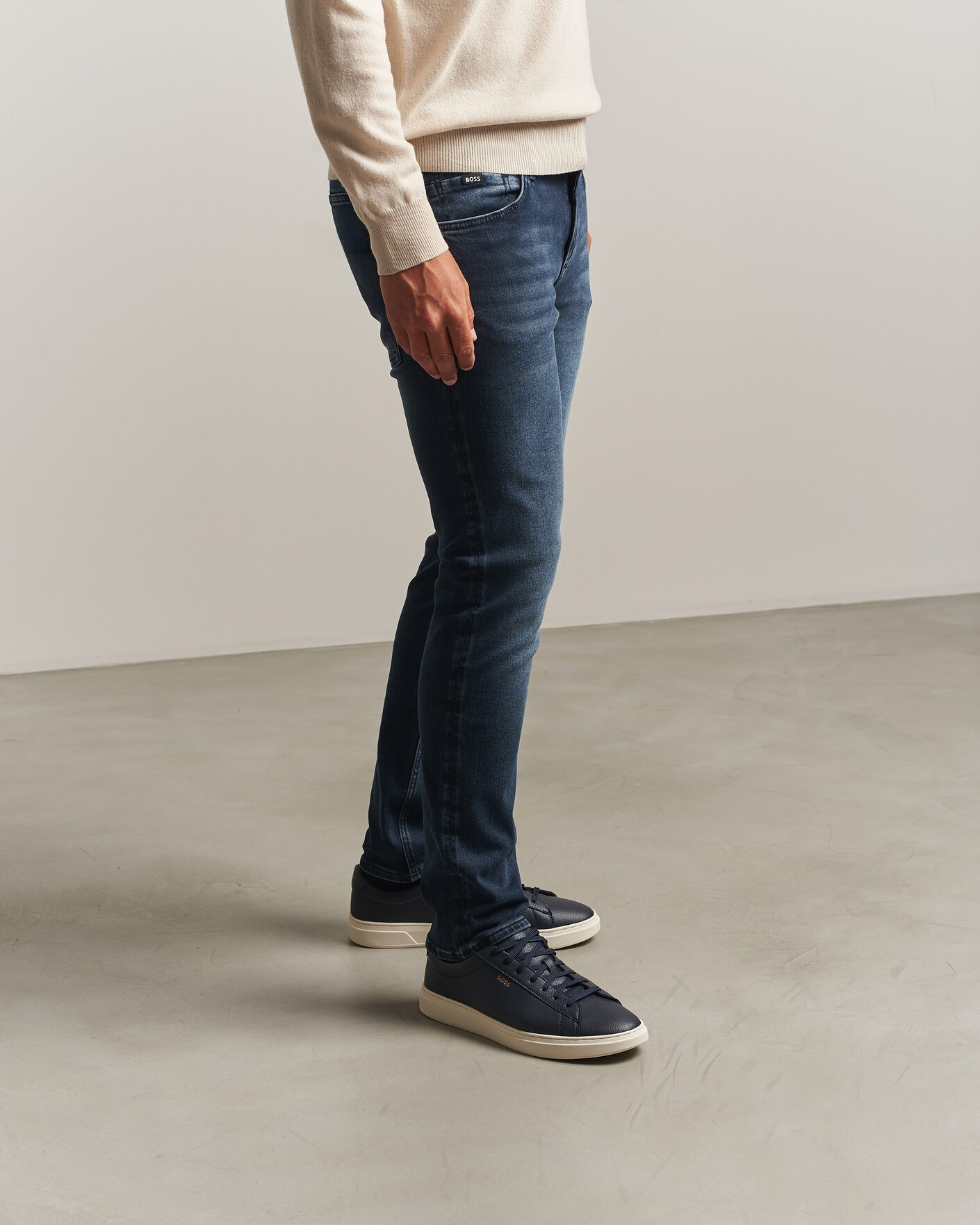 Herren | Sneaker | BOSS BLACK | Kieran Grained Leather Sneaker Dark Blue