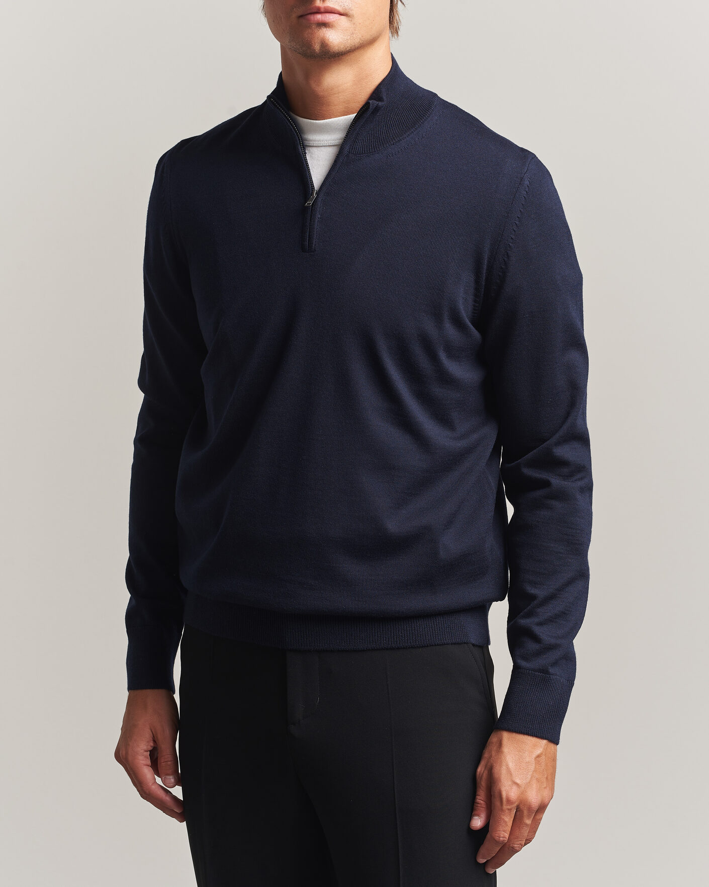 Herren | Pullover | BOSS BLACK | Ebenji Merino Knitted Half Zip Dark Blue
