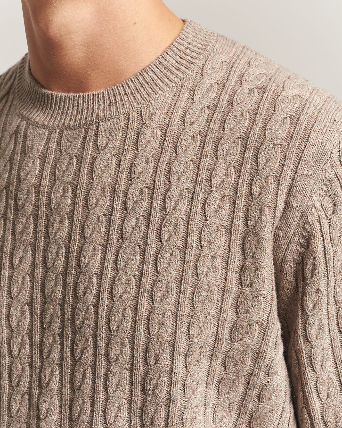 Herren | Pullover | BOSS BLACK | Furlan Wool/Cashmere Cable Crew Neck Open Brown