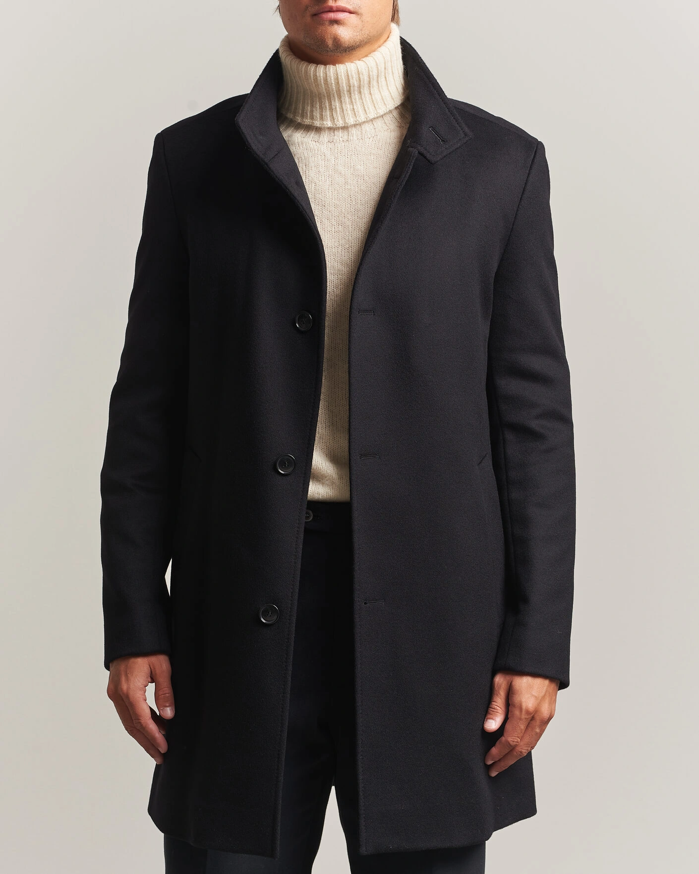 Herren | Jacken | BOSS BLACK | Hyde Wool Stand Up Collar Coat Black