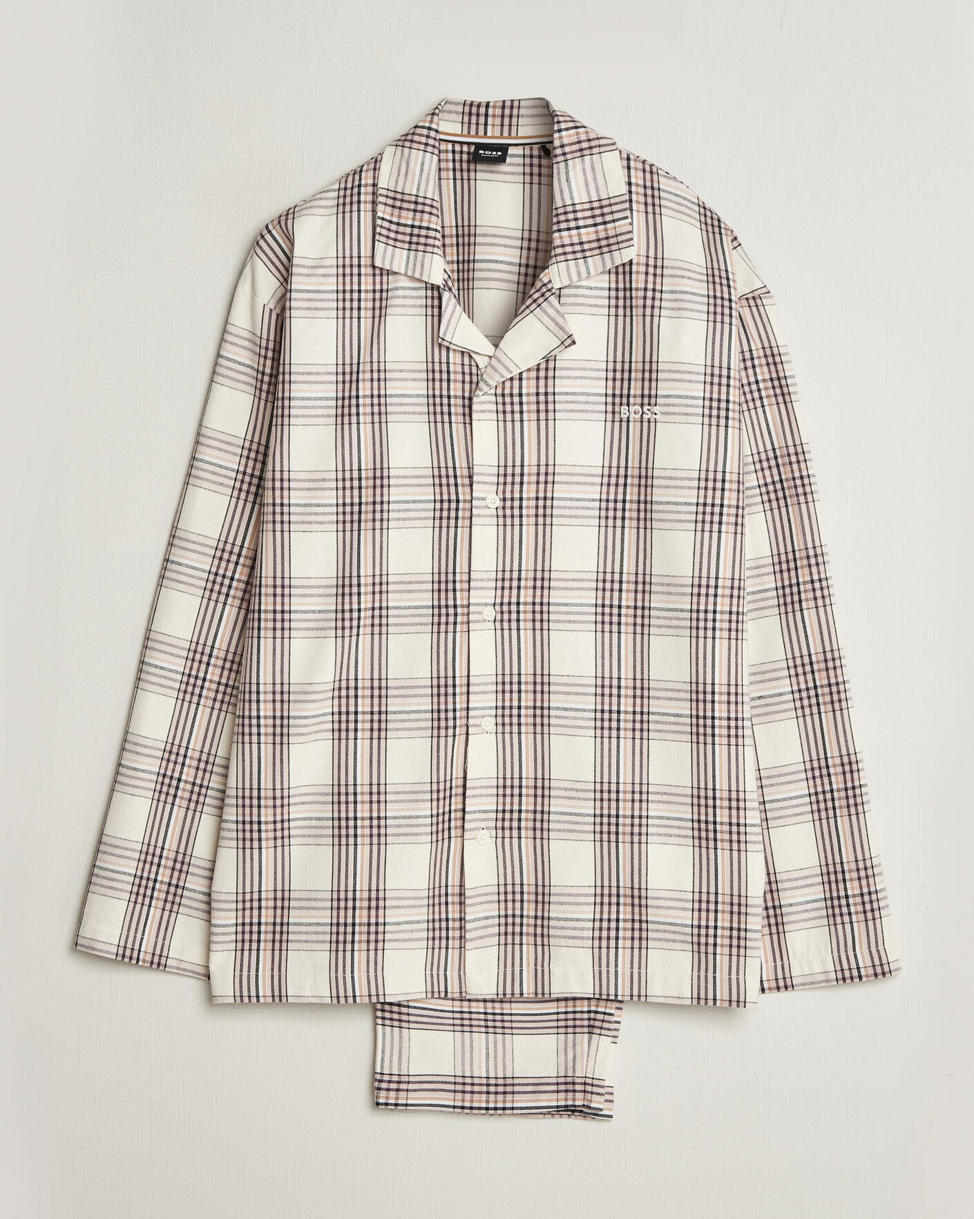 Herren | Schlafanzüge & Bademäntel | BOSS BLACK | Checked Flannel Pyjama Set Open White