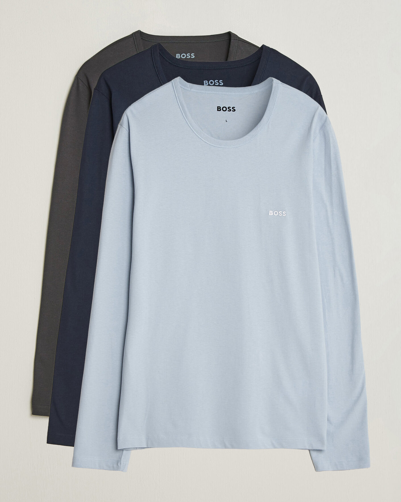 Herren | T-Shirts | BOSS BLACK | 3-Pack Long Sleeve T-Shirt Blue/Navy/Grey