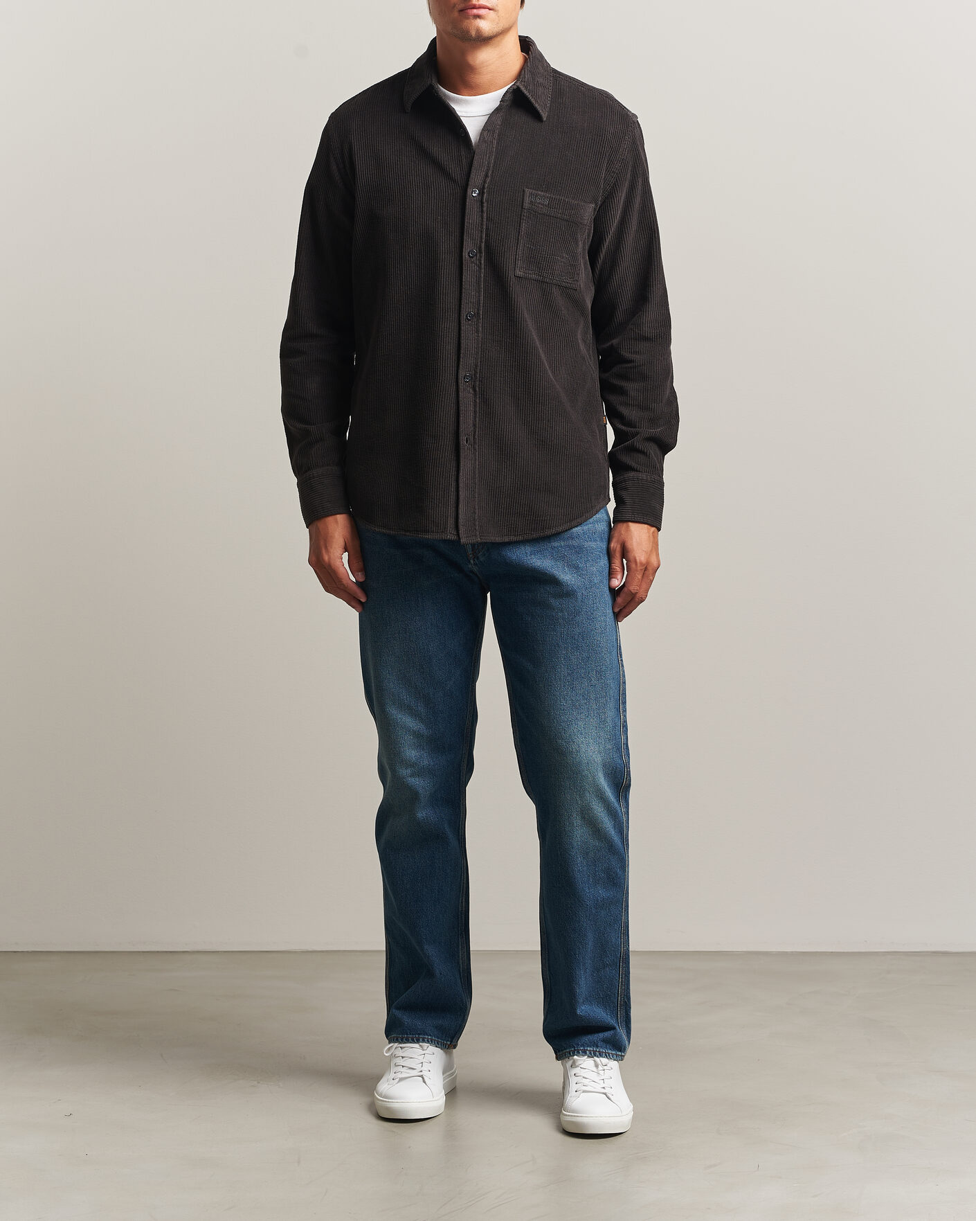 Herren | Hemden | BOSS ORANGE | Relegant Corduroy Shirt Black
