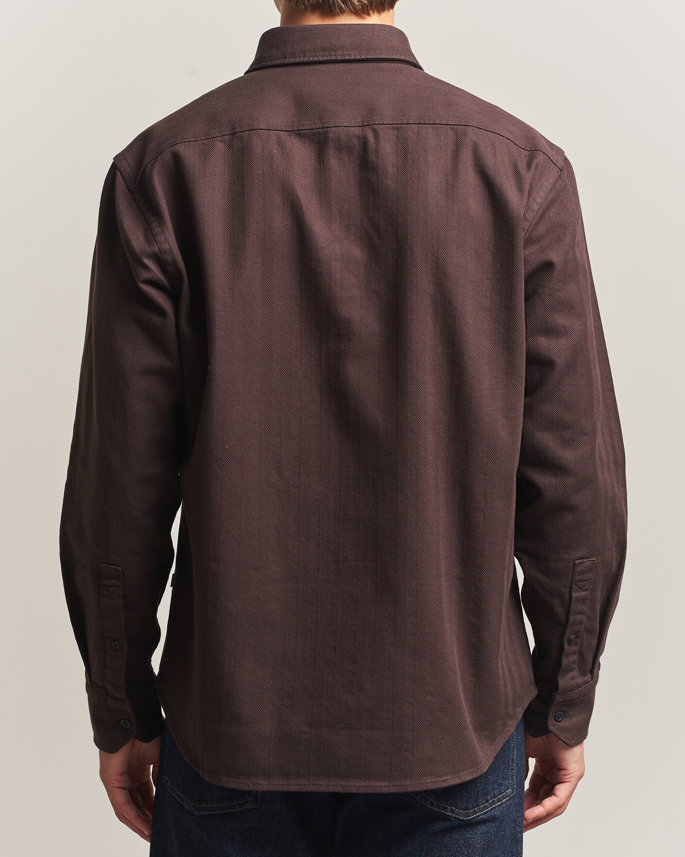 Herren | Hemden | BOSS ORANGE | Ricopuls Brushed Herringbone Shirt Dark Brown