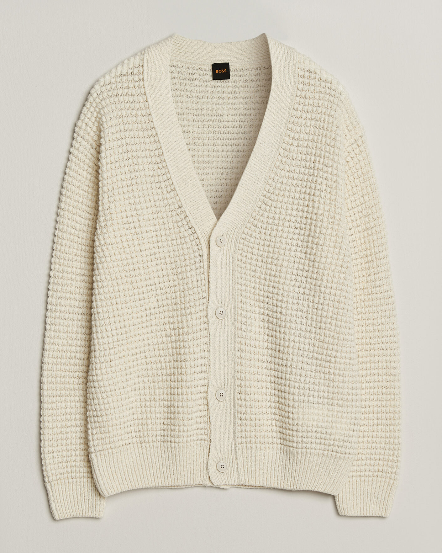Herren | Pullover | BOSS ORANGE | Korsico Wool Knitted Cardigan Open White