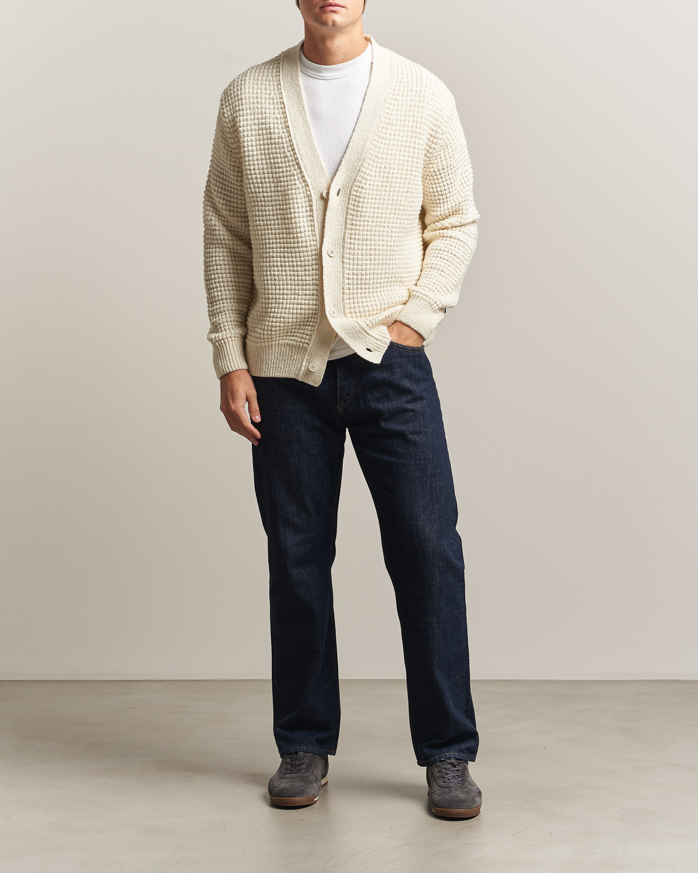 Herren | Pullover | BOSS ORANGE | Korsico Wool Knitted Cardigan Open White