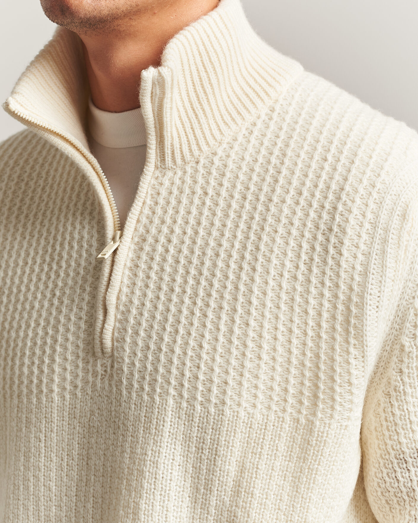 Herren | Pullover | BOSS ORANGE | Kenter Wool Knitted Half Zip Open White