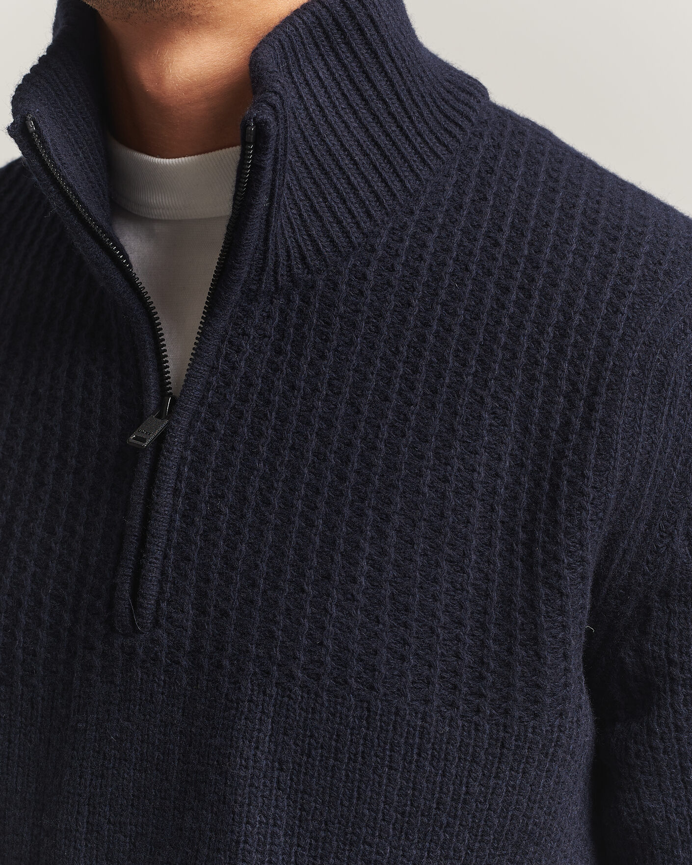 Herren | Pullover | BOSS ORANGE | Kenter Wool Knitted Half Zip Dark Blue
