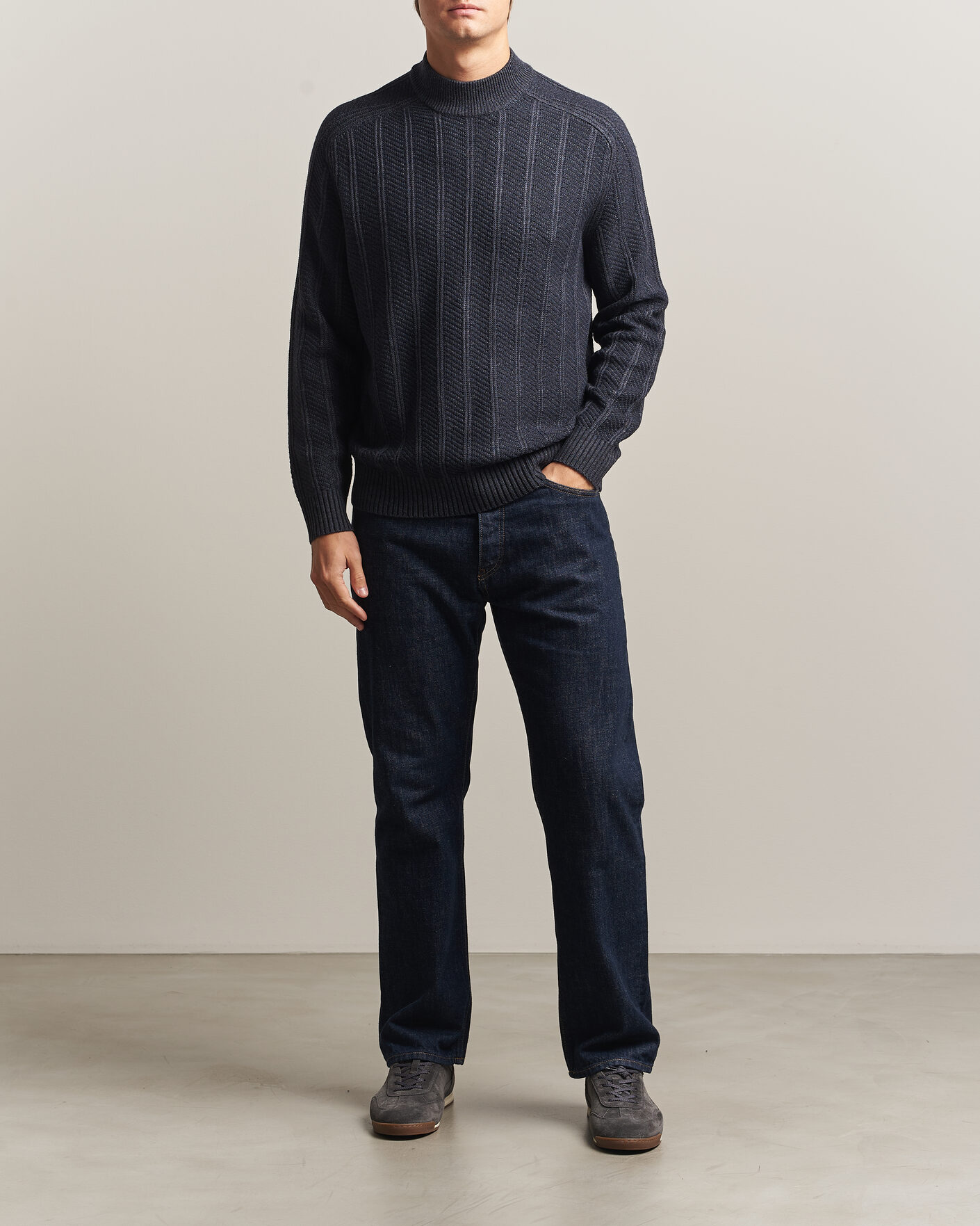 Herren | Pullover | BOSS ORANGE | Katoolo Wool/Cotton Knitted Turtleneck Dark Blue